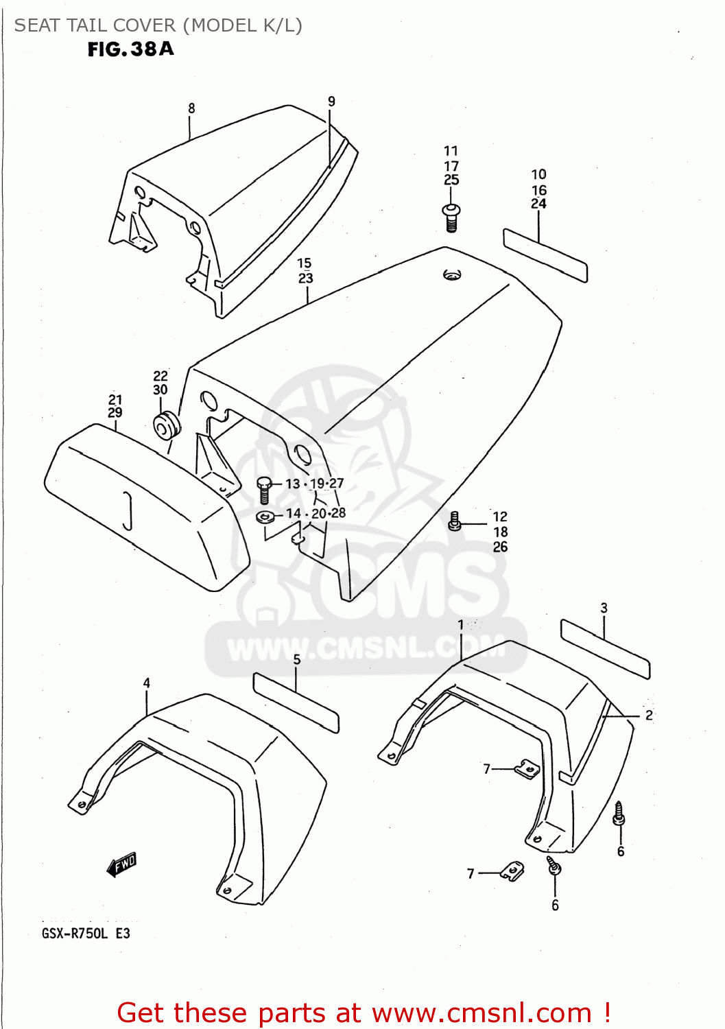 SEAT TAIL COVER (MODEL K/L) GSXR750 1988 (J) USA (E03)