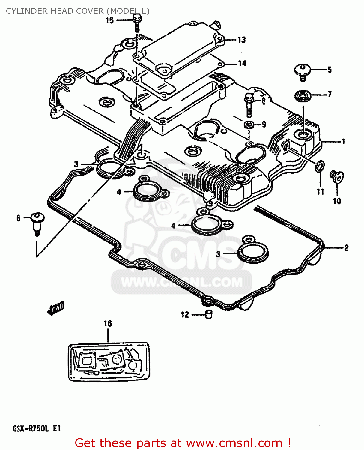 CYLINDER HEAD COVER (MODEL L) GSXR750 1989 (K) (E01 E02 E15 E16 E17 E18 E21 22 24 25 34 39 53)
