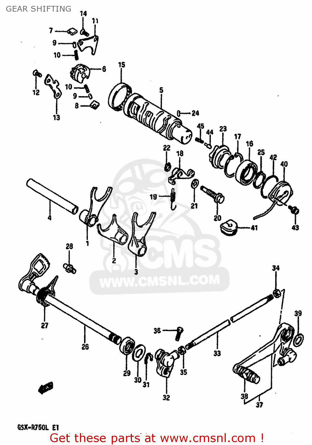 GEAR SHIFTING GSXR750 1989 (K) (E01 E02 E15 E16 E17 E18 E21 22 24 25 34 39 53)