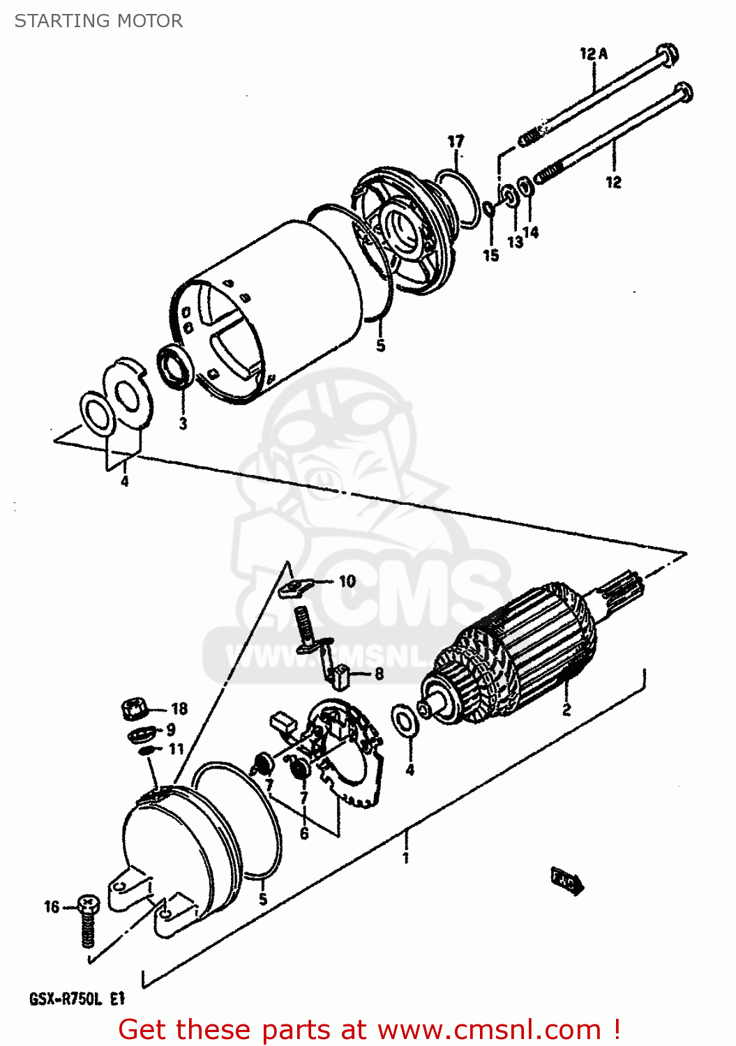 STARTING MOTOR GSXR750 1989 (K) (E01 E02 E15 E16 E17 E18 E21 22 24 25 34 39 53)