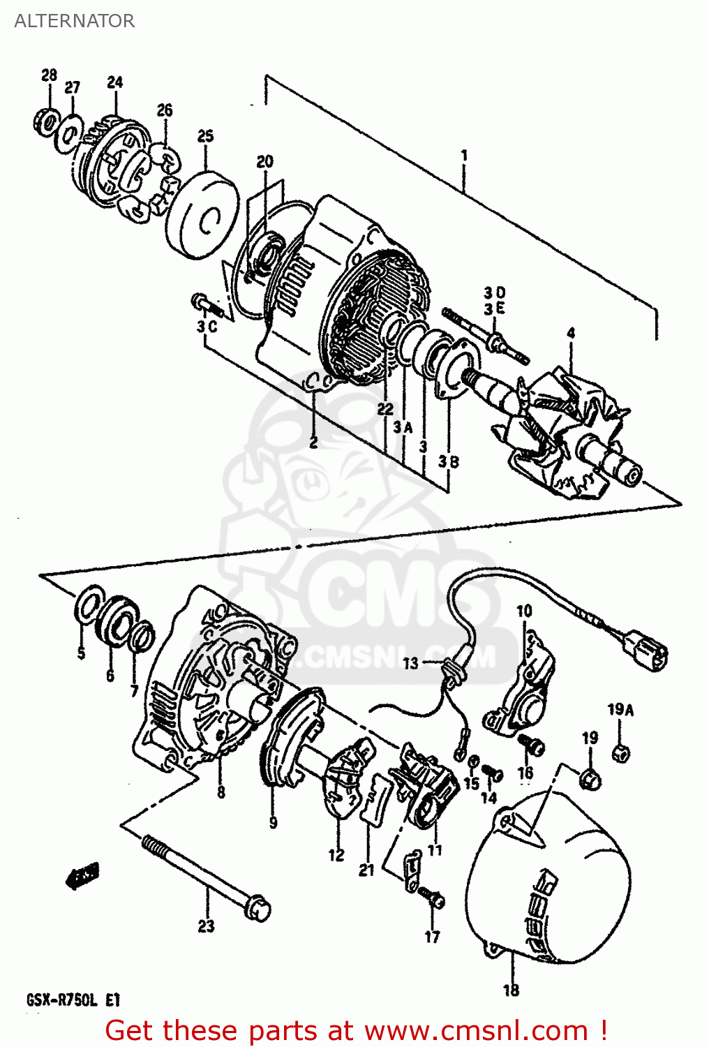 ALTERNATOR GSXR750 1989 (K) (E01 E02 E15 E16 E17 E18 E21 22 24 25 34 39 53)