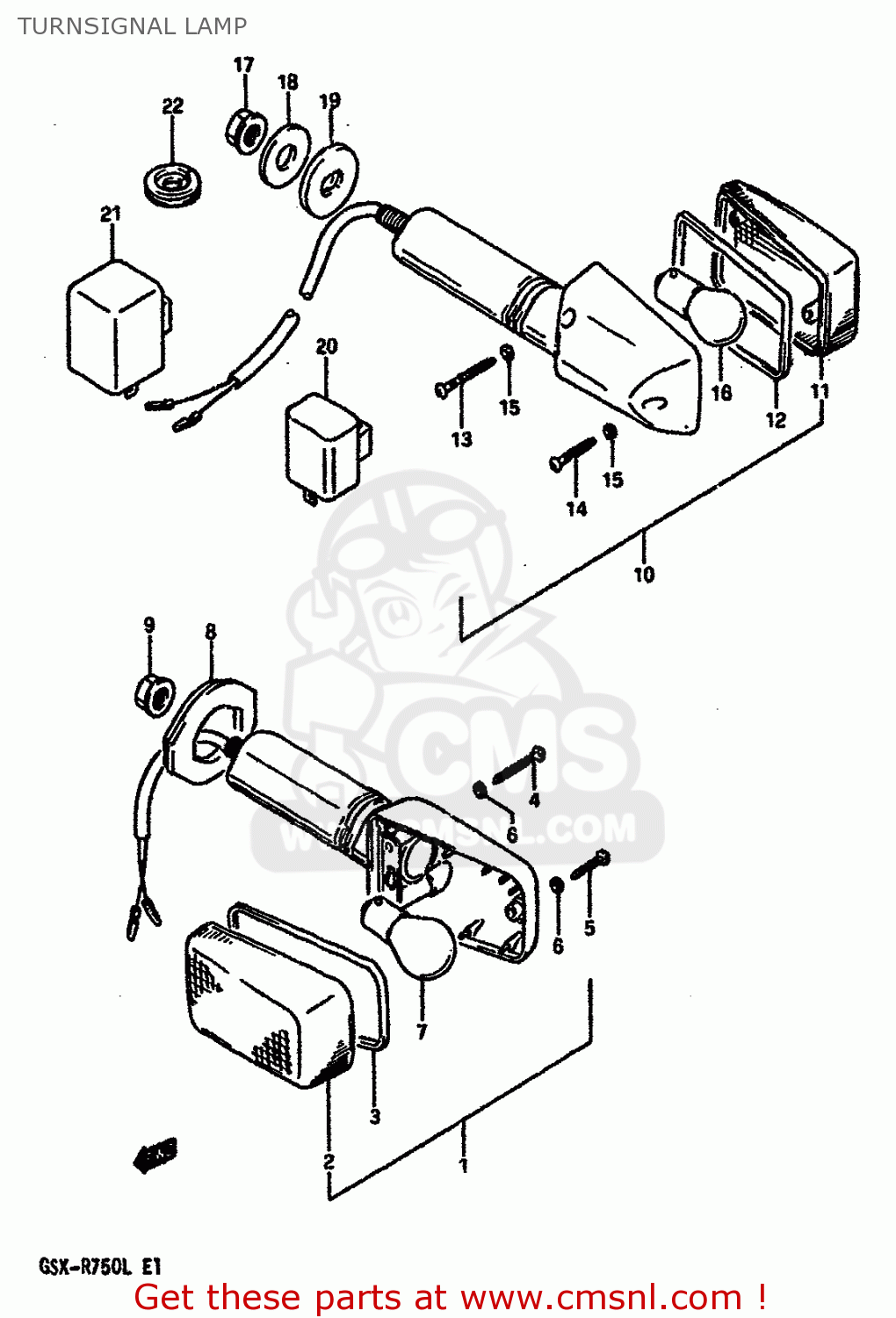 TURNSIGNAL LAMP GSXR750 1989 (K) (E01 E02 E15 E16 E17 E18 E21 22 24 25 34 39 53)