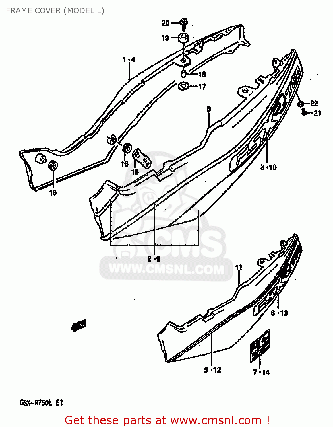 FRAME COVER (MODEL L) GSXR750 1989 (K) (E01 E02 E15 E16 E17 E18 E21 22 24 25 34 39 53)