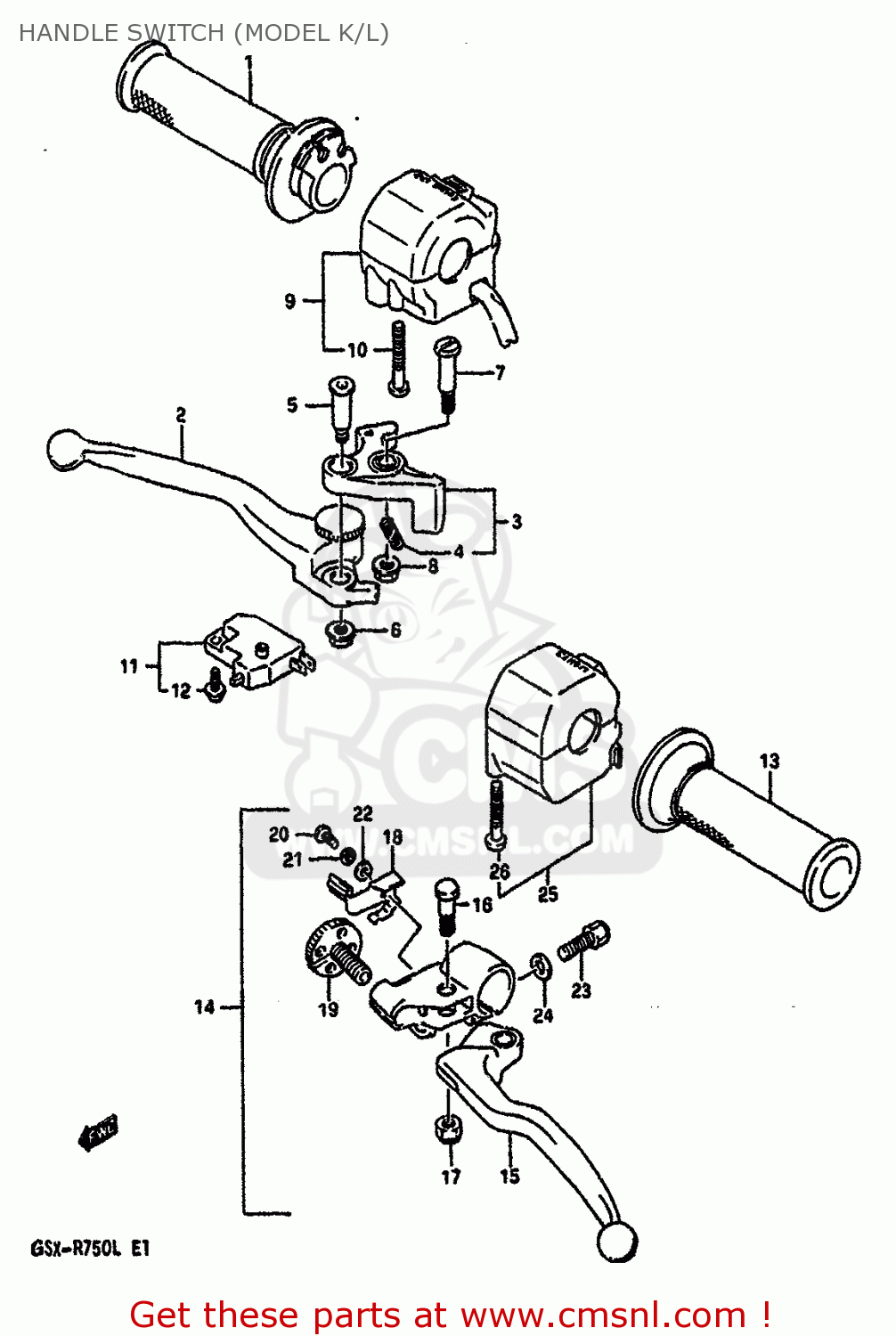 HANDLE SWITCH (MODEL K/L) GSXR750 1989 (K) (E01 E02 E15 E16 E17 E18 E21 22 24 25 34 39 53)