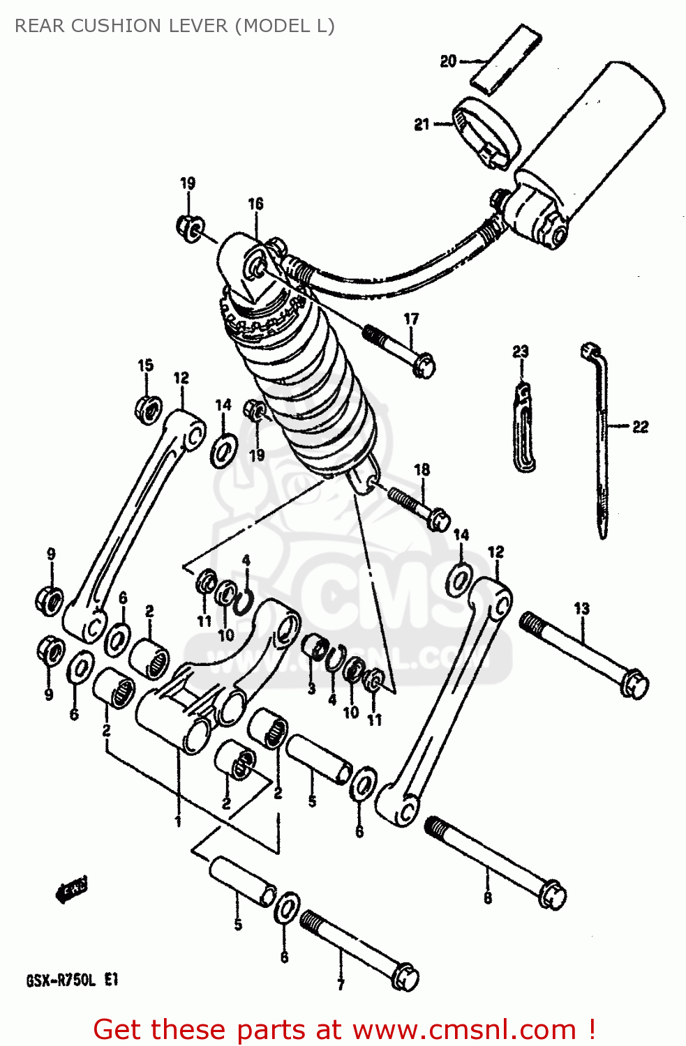 REAR CUSHION LEVER (MODEL L) GSXR750 1989 (K) (E01 E02 E15 E16 E17 E18 E21 22 24 25 34 39 53)
