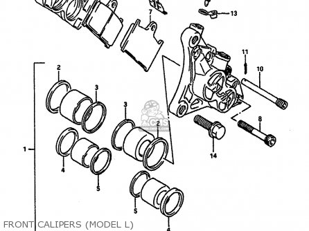 FRONT CALIPERS (MODEL L) - GSXR750 1989 (K) (E01 E02 E15 E16 E17 E18 E21 22 24 25 34 39 53)