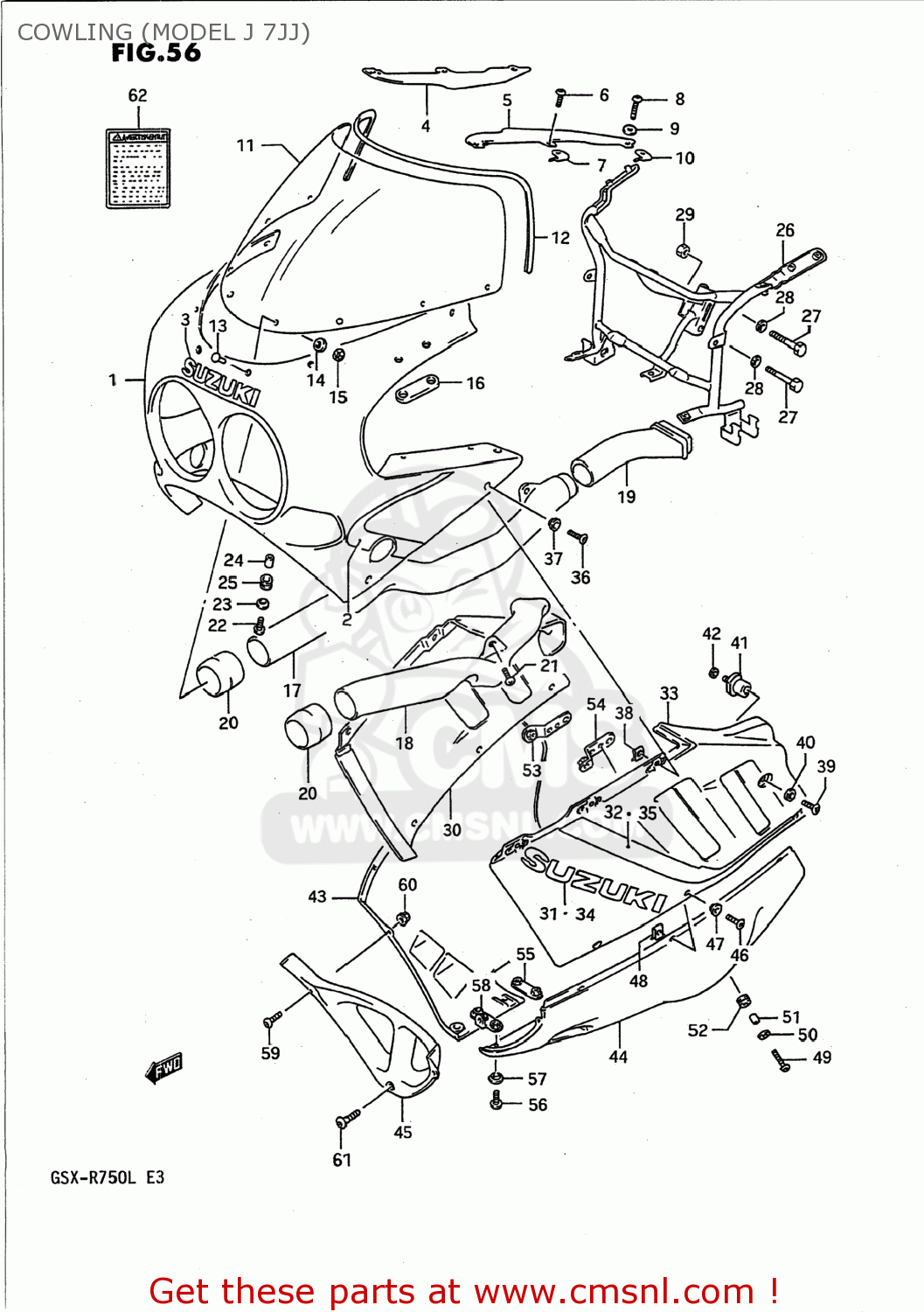 COWLING (MODEL J 7JJ) GSXR750 1989 (K) USA (E03)