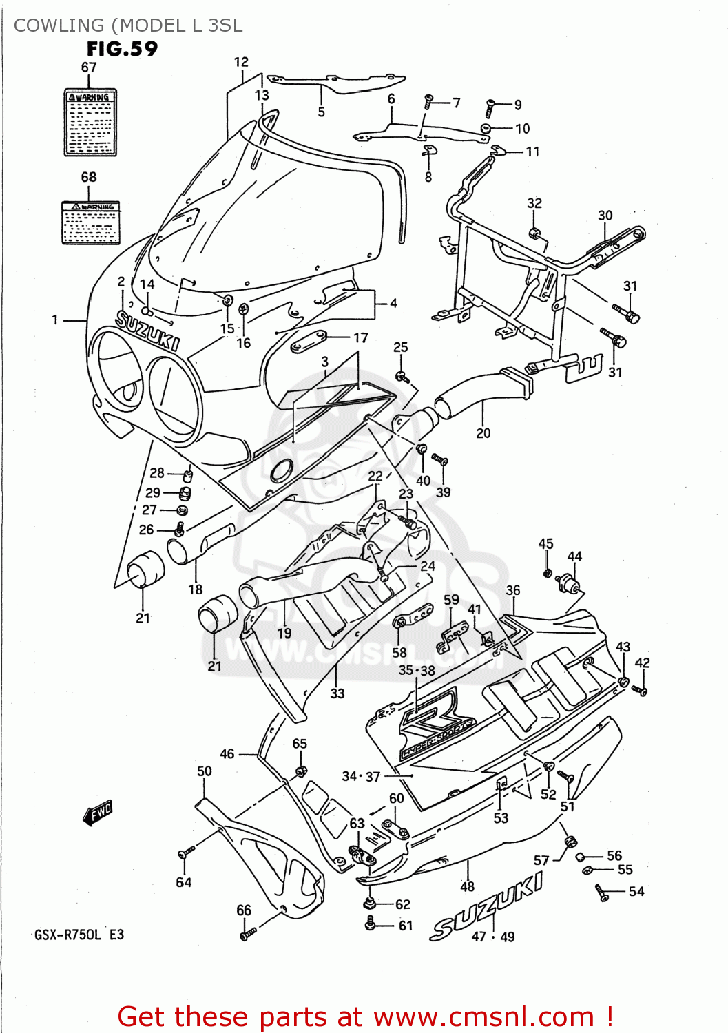 COWLING (MODEL L 3SL GSXR750 1989 (K) USA (E03)
