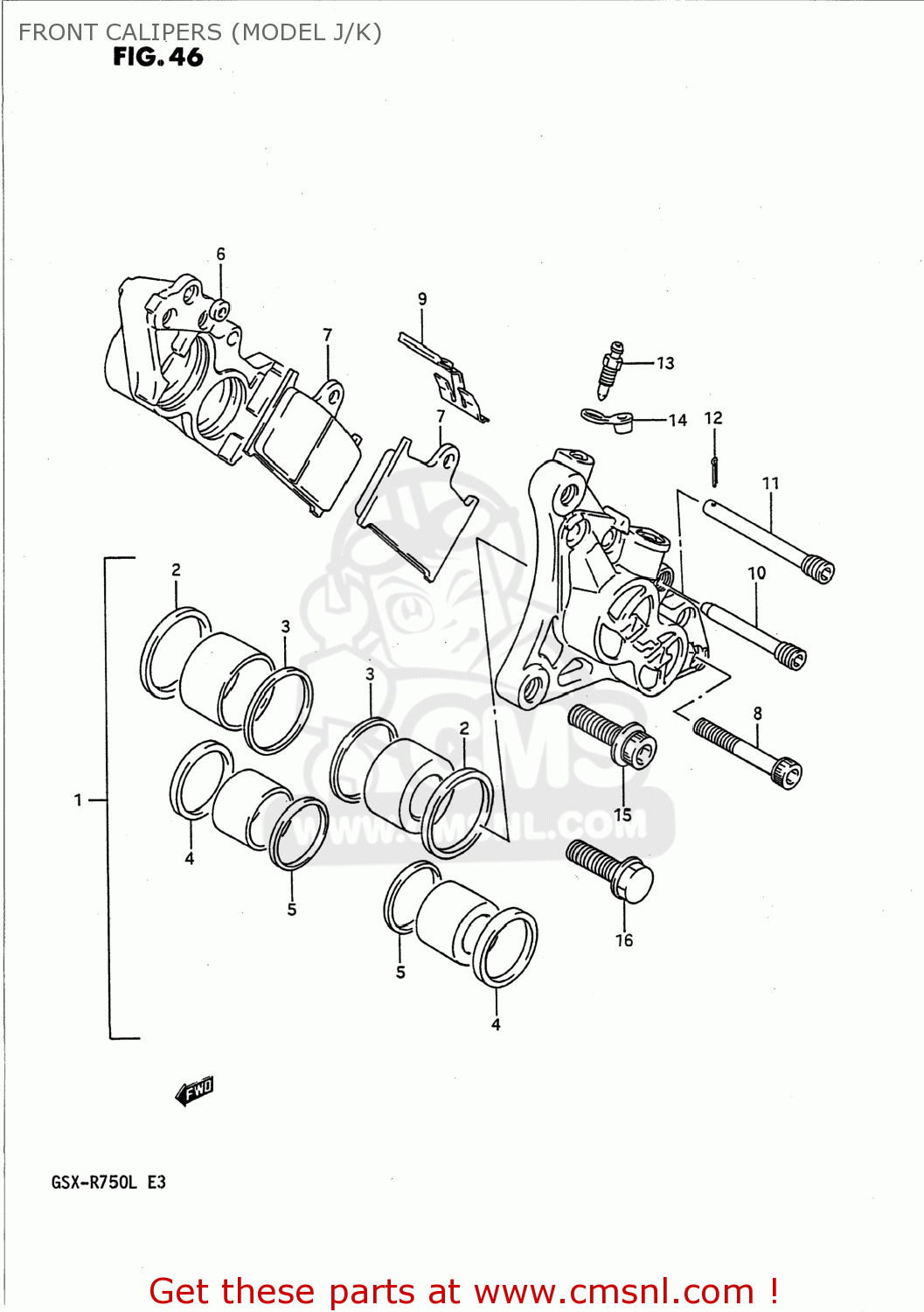 FRONT CALIPERS (MODEL J/K) GSXR750 1989 (K) USA (E03)