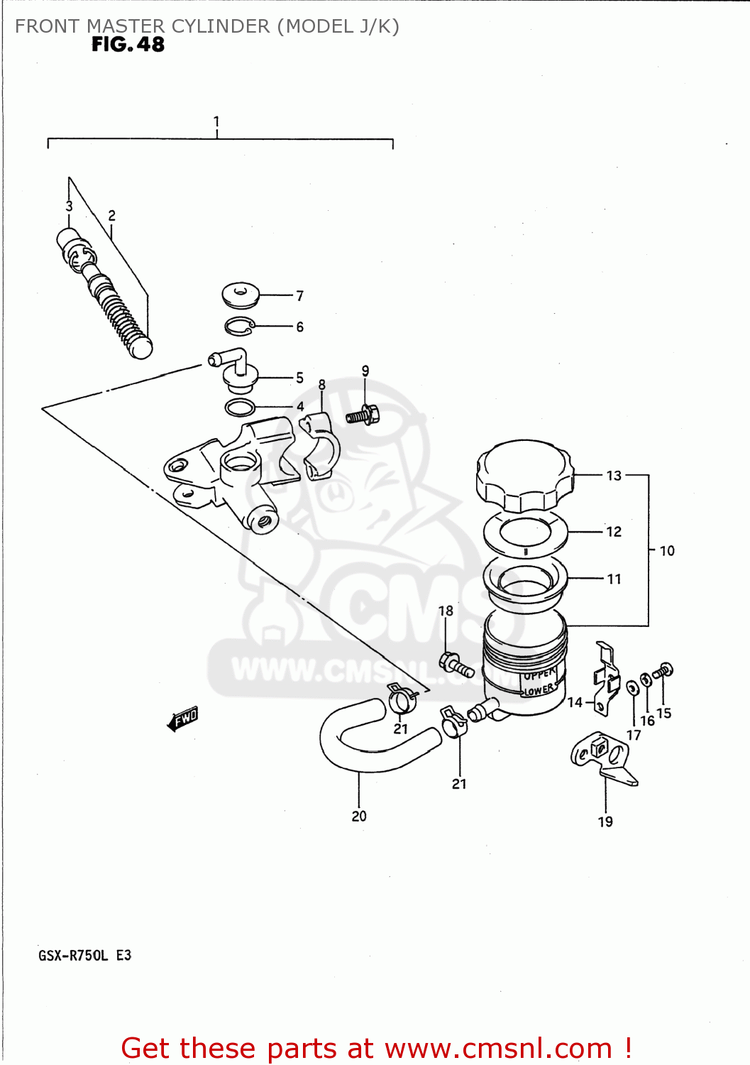 FRONT MASTER CYLINDER (MODEL J/K) GSXR750 1989 (K) USA (E03)