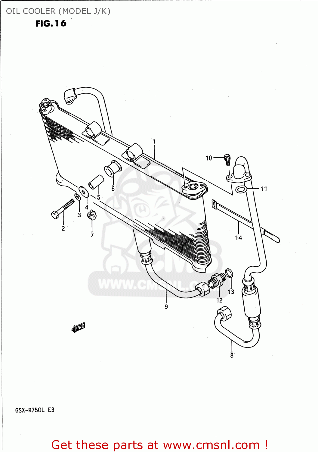 OIL COOLER (MODEL J/K) GSXR750 1989 (K) USA (E03)
