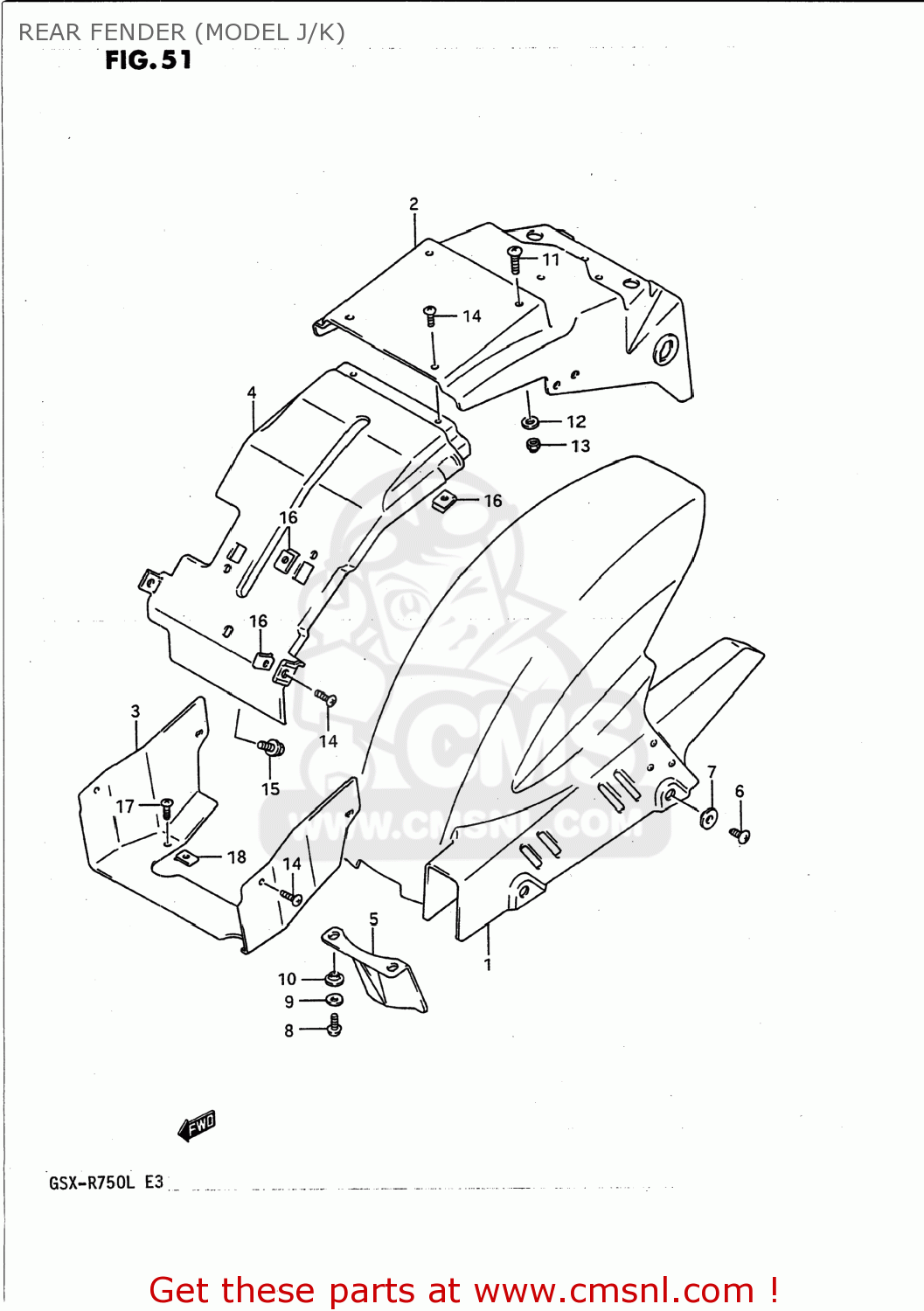 REAR FENDER (MODEL J/K) GSXR750 1989 (K) USA (E03)