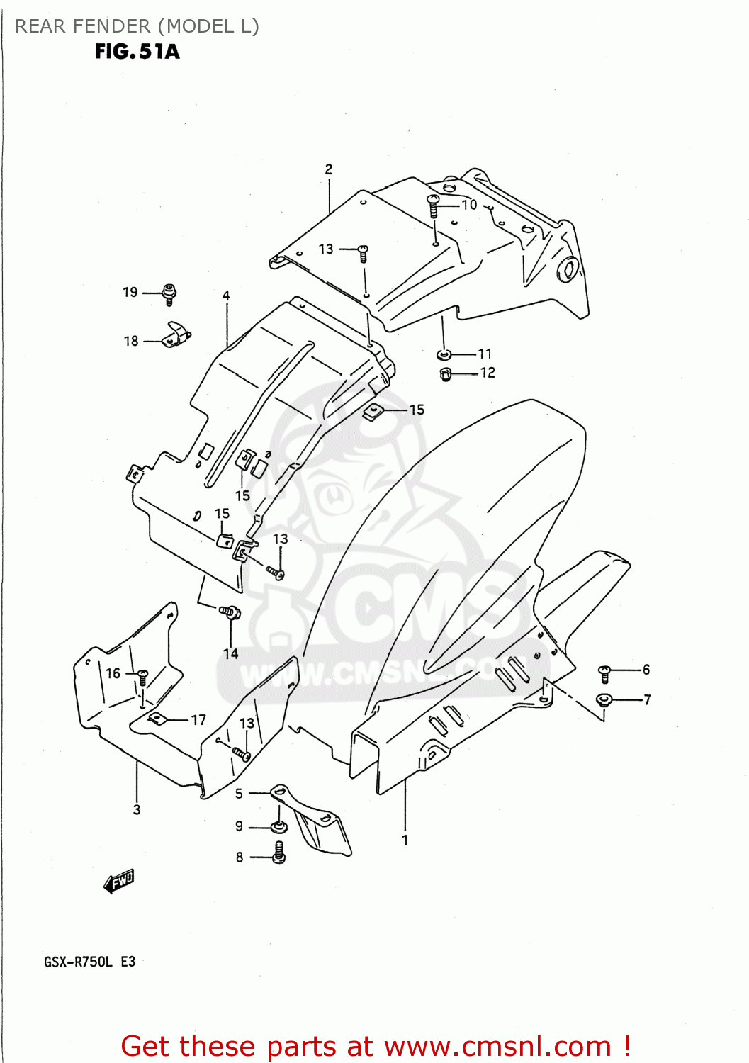 REAR FENDER (MODEL L) GSXR750 1989 (K) USA (E03)