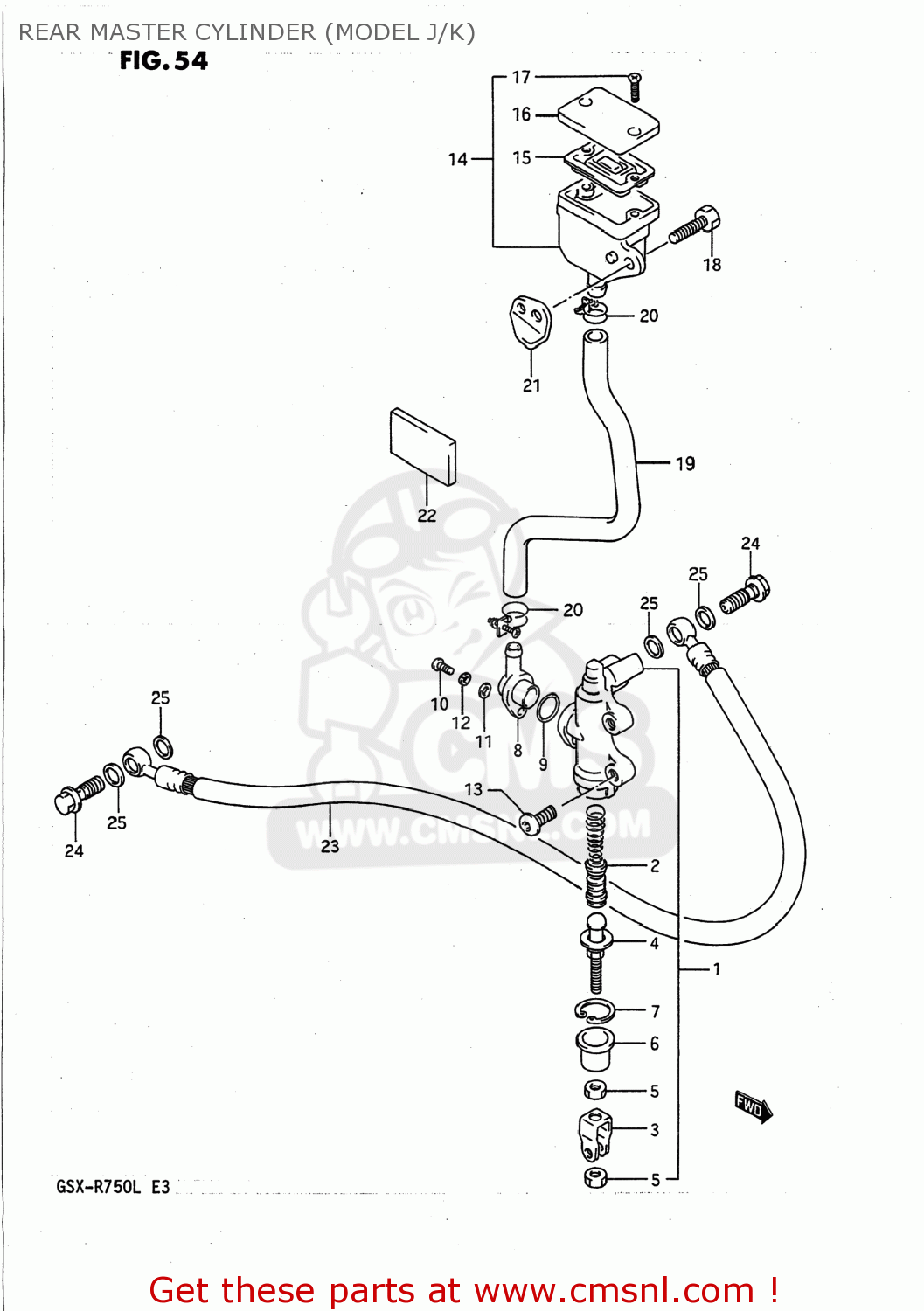 REAR MASTER CYLINDER (MODEL J/K) GSXR750 1989 (K) USA (E03)