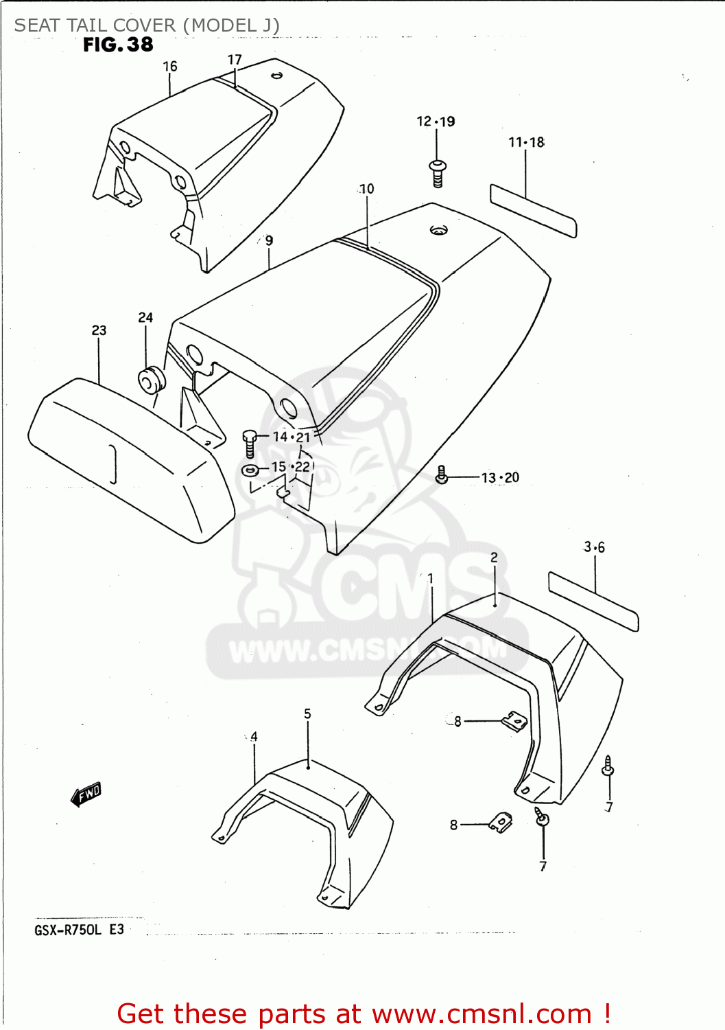 SEAT TAIL COVER (MODEL J) GSXR750 1989 (K) USA (E03)