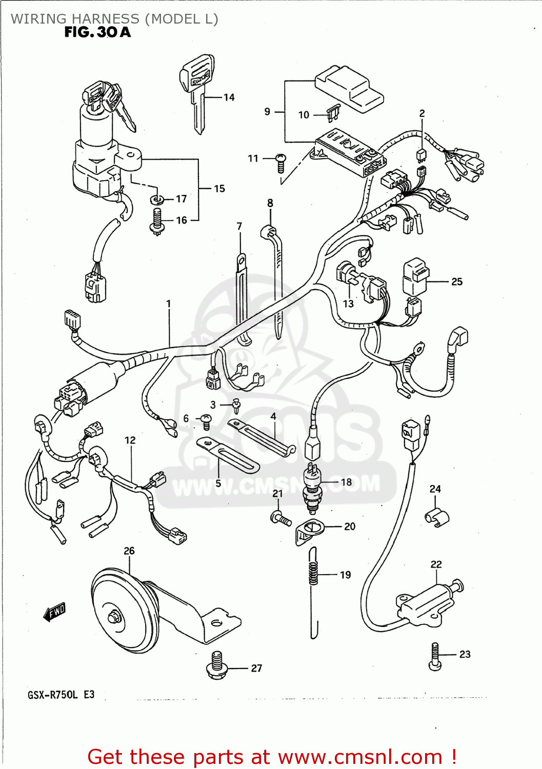 WIRING HARNESS (MODEL L) GSXR750 1989 (K) USA (E03)