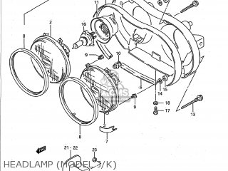 HEADLAMP (MODEL J/K) - GSXR750 1989 (K) USA (E03)