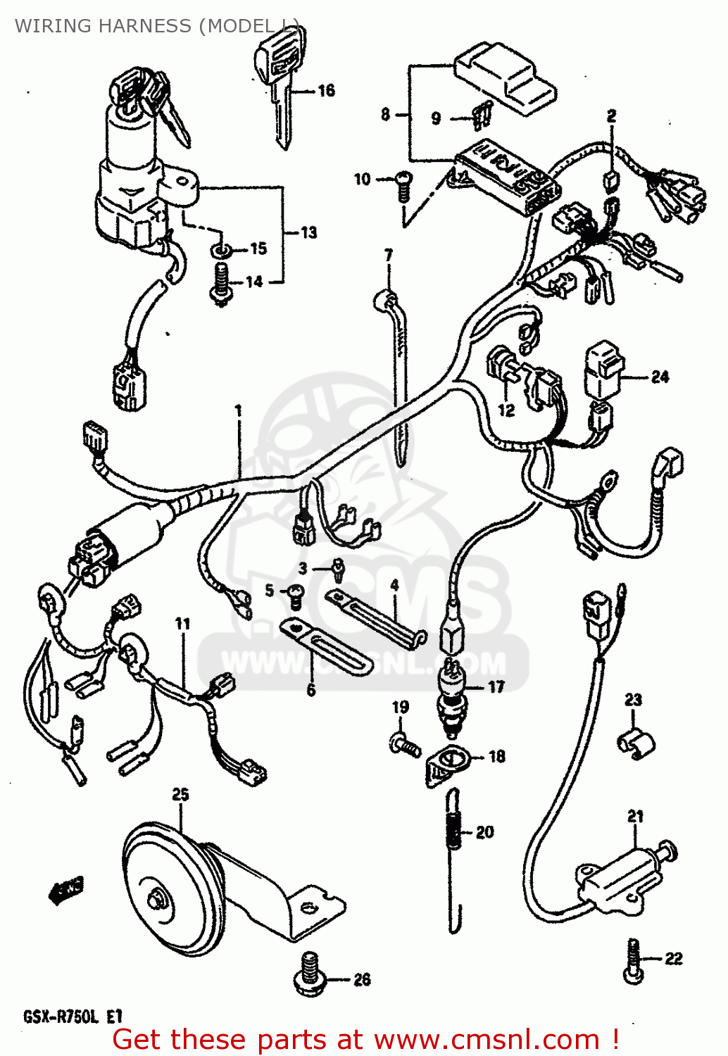 WIRING HARNESS (MODEL L) GSXR750 1990 (L) (E01 E02 E04 E15 16 17 18 21 22 24 25 34 39 53)