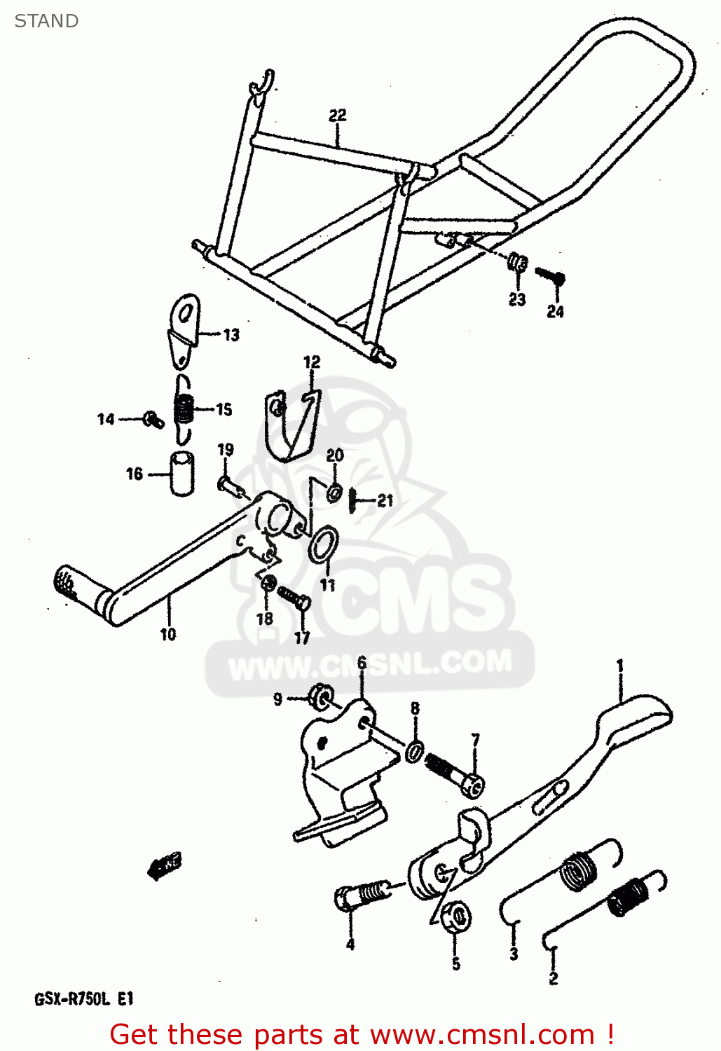 STAND GSXR750 1990 (L) (E01 E02 E04 E15 16 17 18 21 22 24 25 34 39 53)