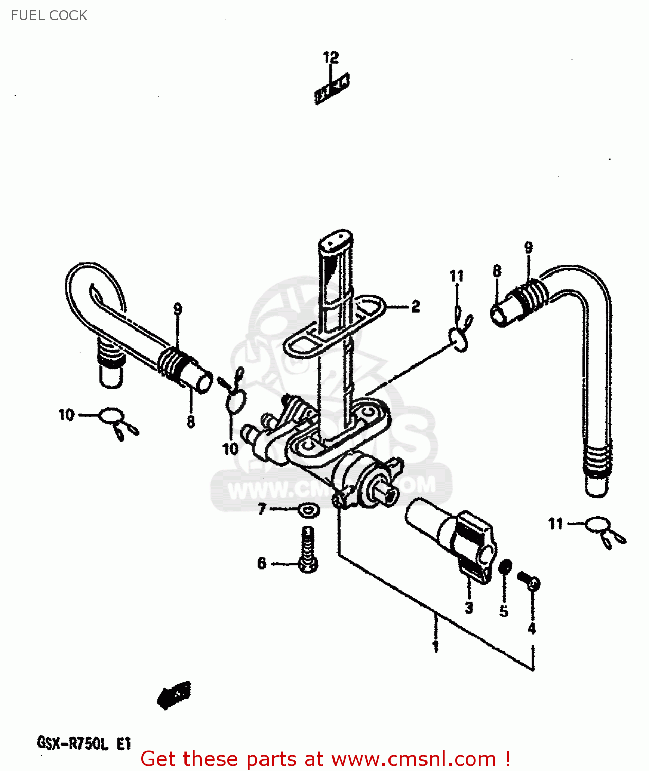 FUEL COCK GSXR750 1990 (L) (E01 E02 E04 E15 16 17 18 21 22 24 25 34 39 53)