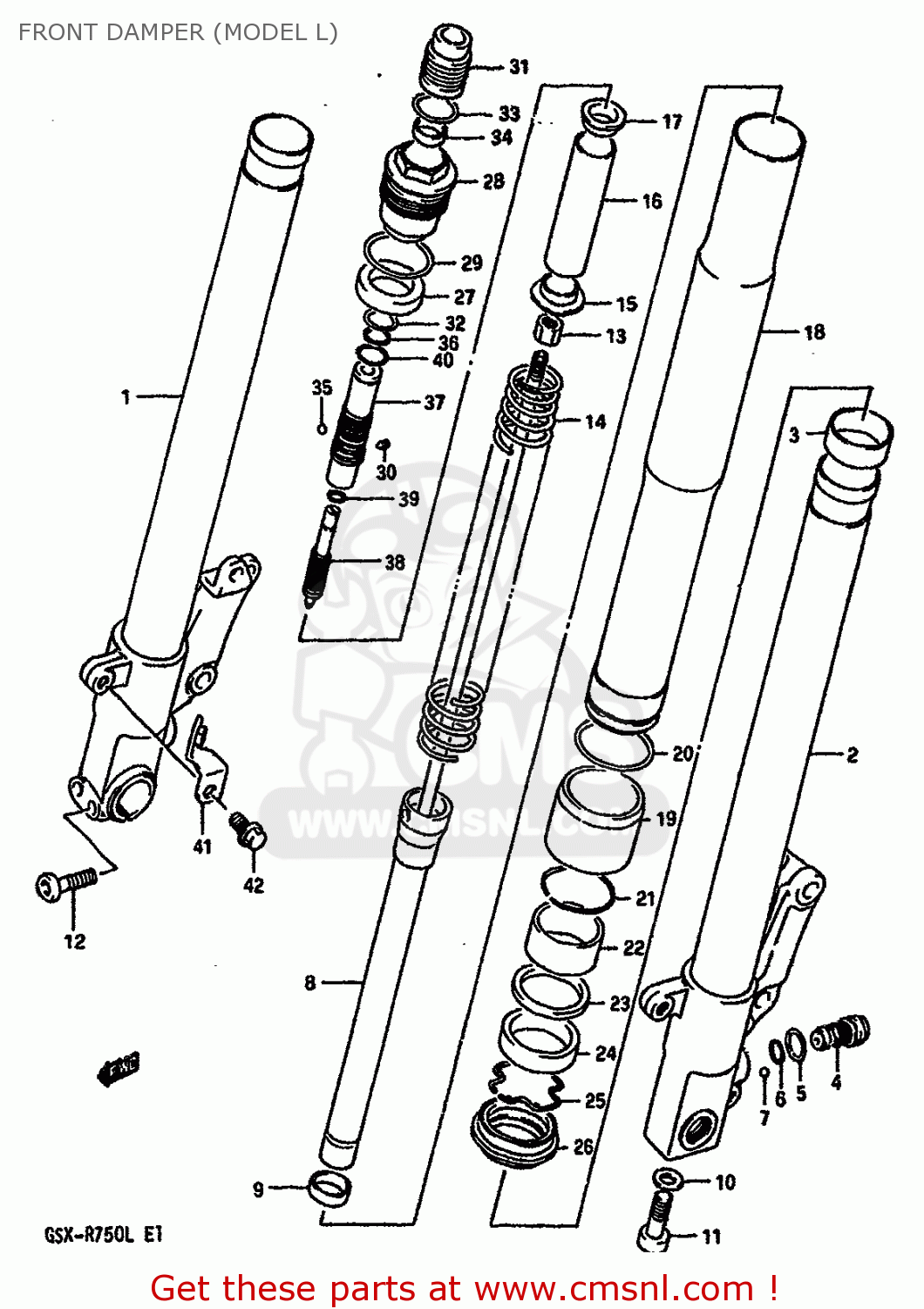 FRONT DAMPER (MODEL L) GSXR750 1990 (L) (E01 E02 E04 E15 16 17 18 21 22 24 25 34 39 53)