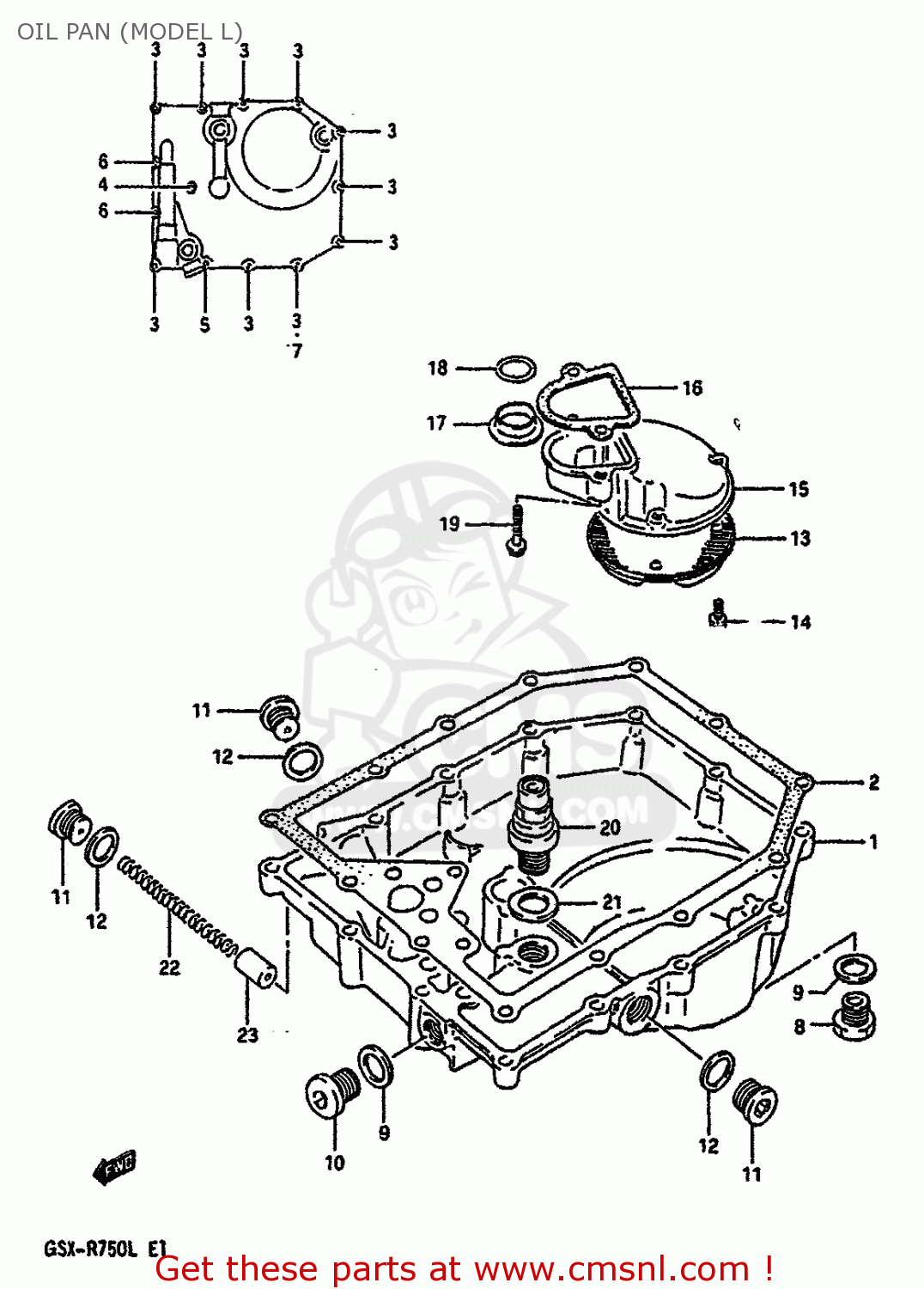 OIL PAN (MODEL L) GSXR750 1990 (L) (E01 E02 E04 E15 16 17 18 21 22 24 25 34 39 53)