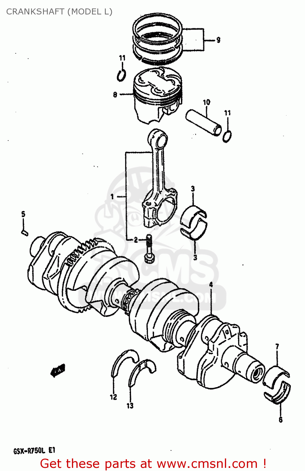 CRANKSHAFT (MODEL L) GSXR750 1990 (L) (E01 E02 E04 E15 16 17 18 21 22 24 25 34 39 53)