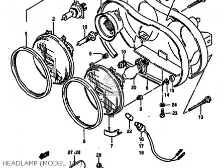 HEADLAMP (MODEL J/K) - GSXR750 1990 (L) (E01 E02 E04 E15 16 17 18 21 22 24 25 34 39 53)