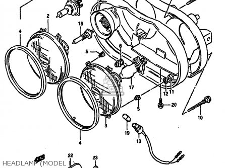 HEADLAMP (MODEL L) - GSXR750 1990 (L) (E01 E02 E04 E15 16 17 18 21 22 24 25 34 39 53)