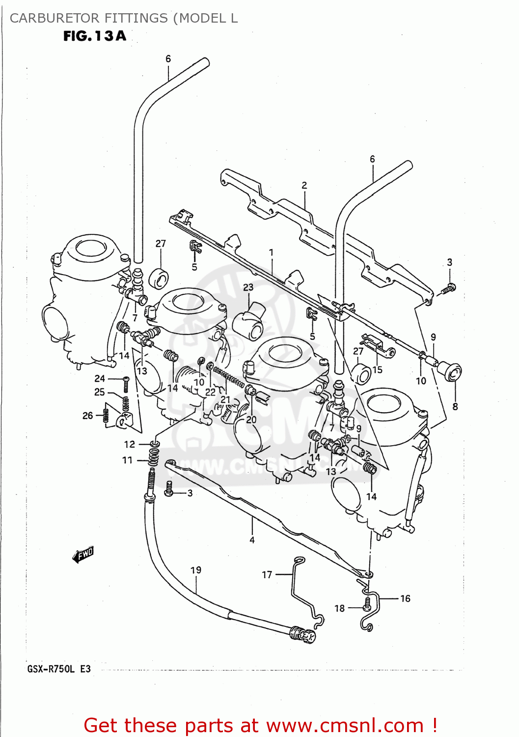 CARBURETOR FITTINGS (MODEL L GSXR750 1990 (L) USA (E03)