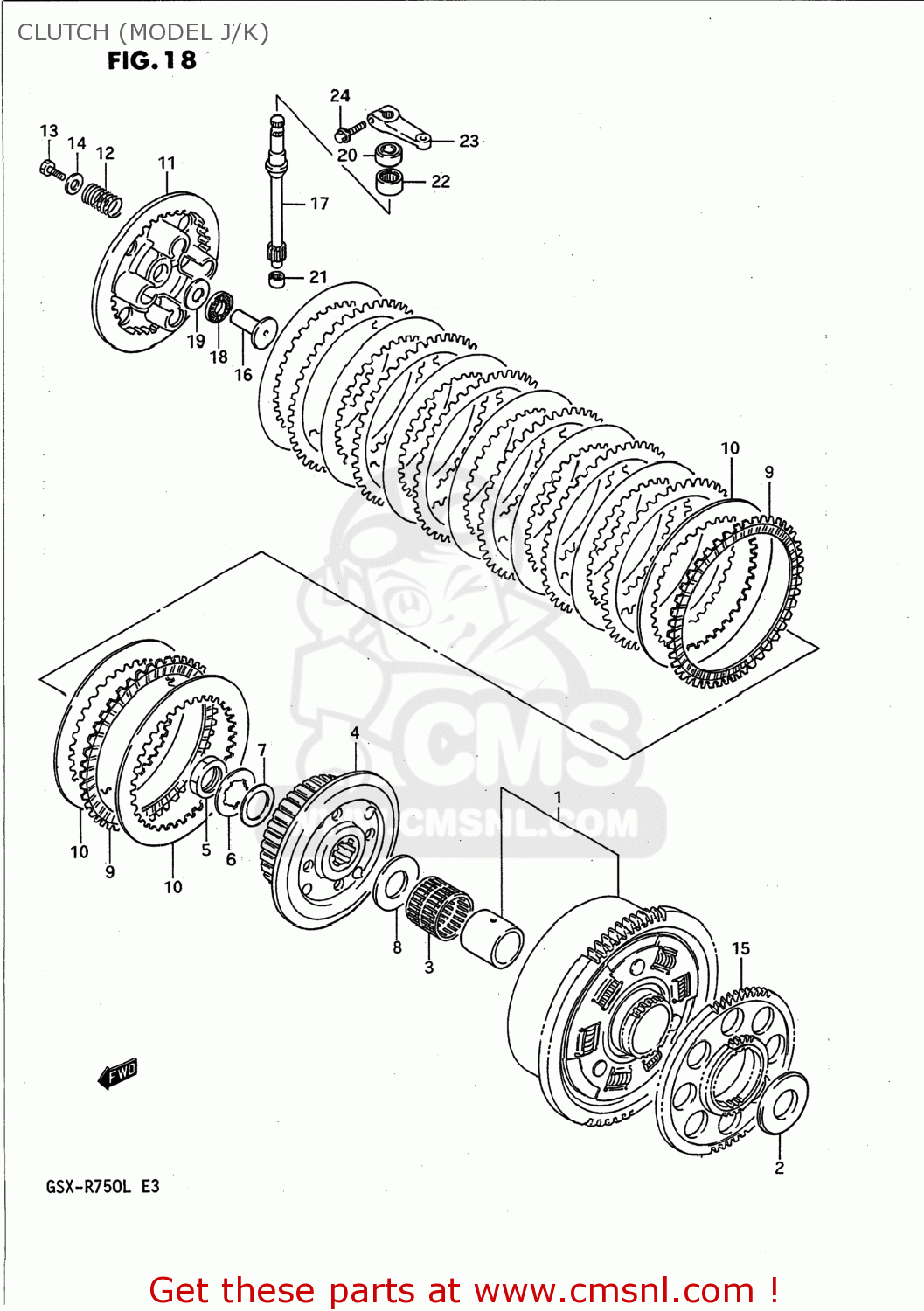 CLUTCH (MODEL J/K) GSXR750 1990 (L) USA (E03)