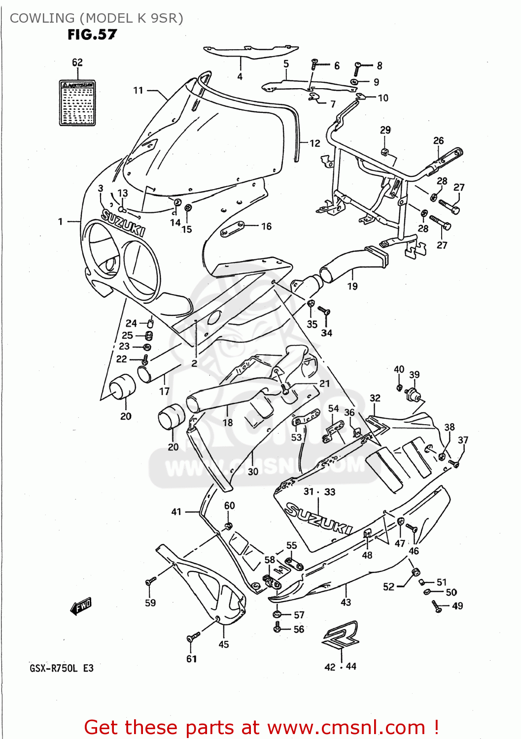 COWLING (MODEL K 9SR) GSXR750 1990 (L) USA (E03)