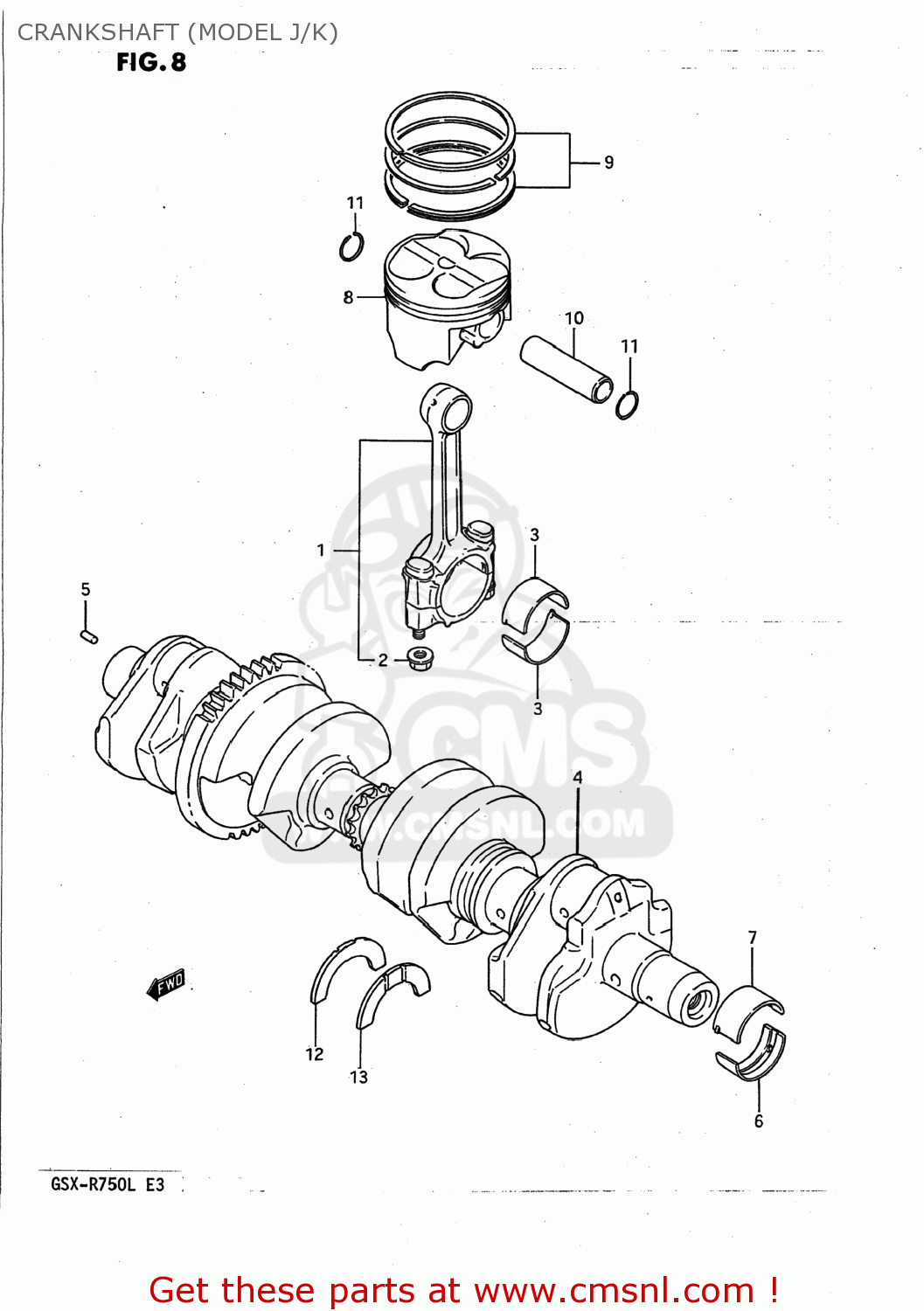 CRANKSHAFT (MODEL J/K) GSXR750 1990 (L) USA (E03)