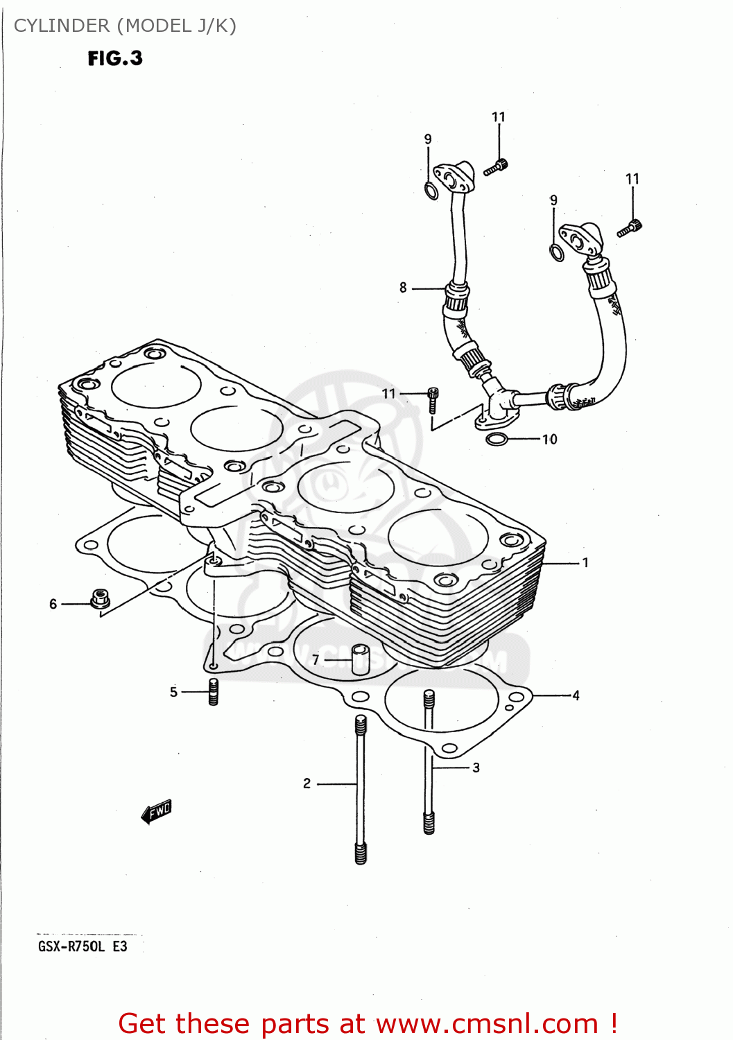 CYLINDER (MODEL J/K) GSXR750 1990 (L) USA (E03)