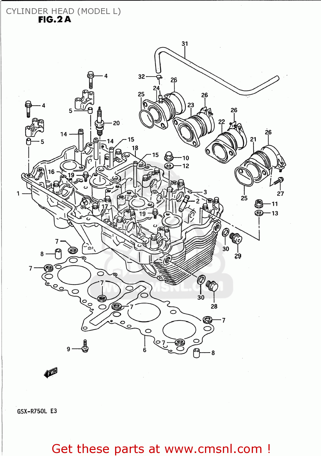 CYLINDER HEAD (MODEL L) GSXR750 1990 (L) USA (E03)