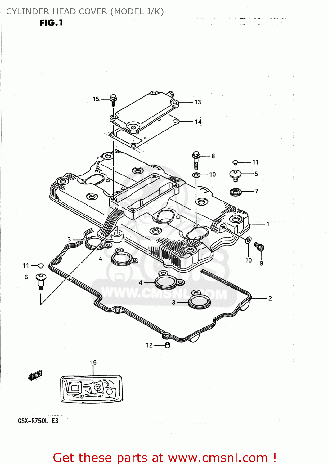 CYLINDER HEAD COVER (MODEL J/K) GSXR750 1990 (L) USA (E03)