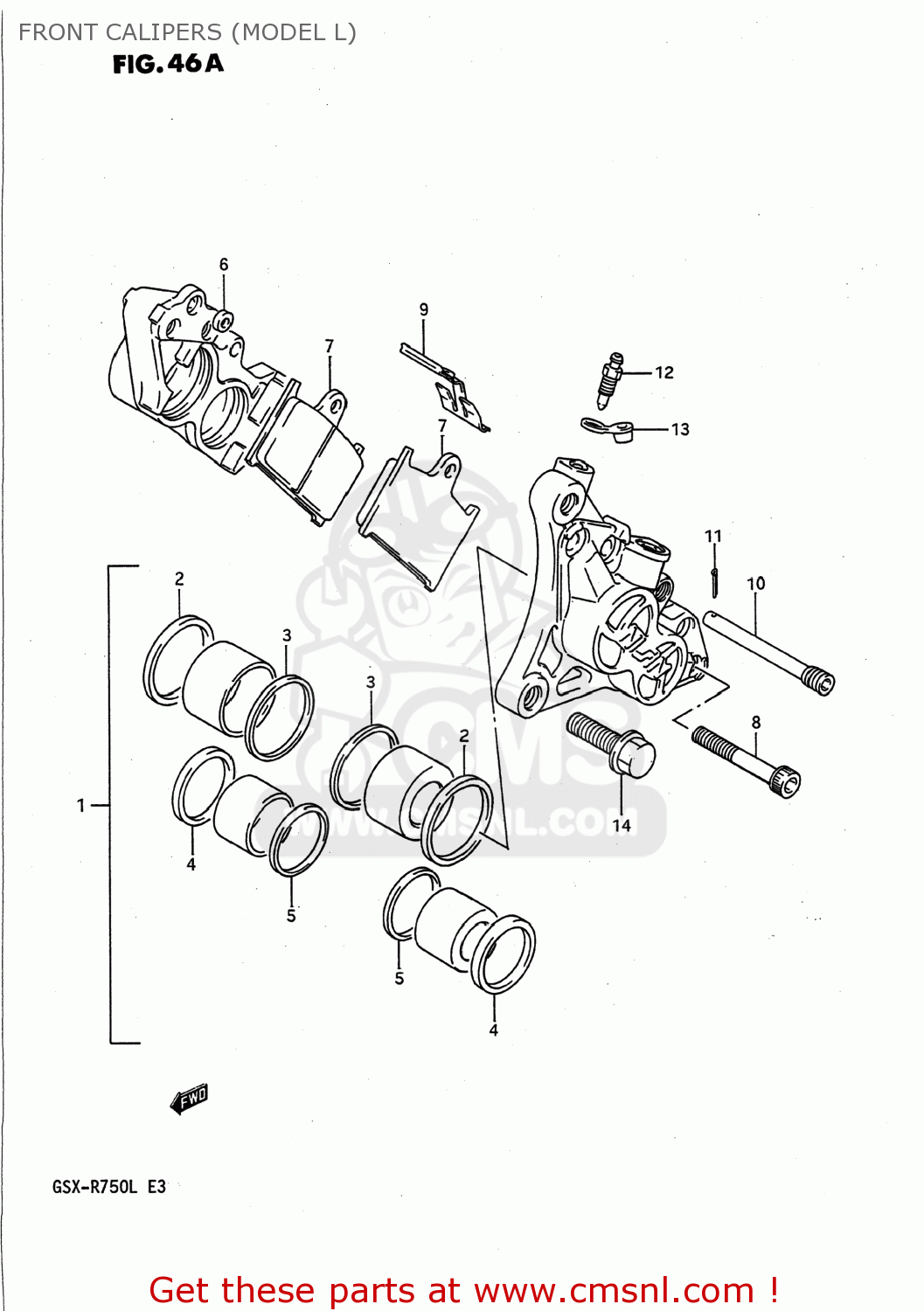 FRONT CALIPERS (MODEL L) GSXR750 1990 (L) USA (E03)