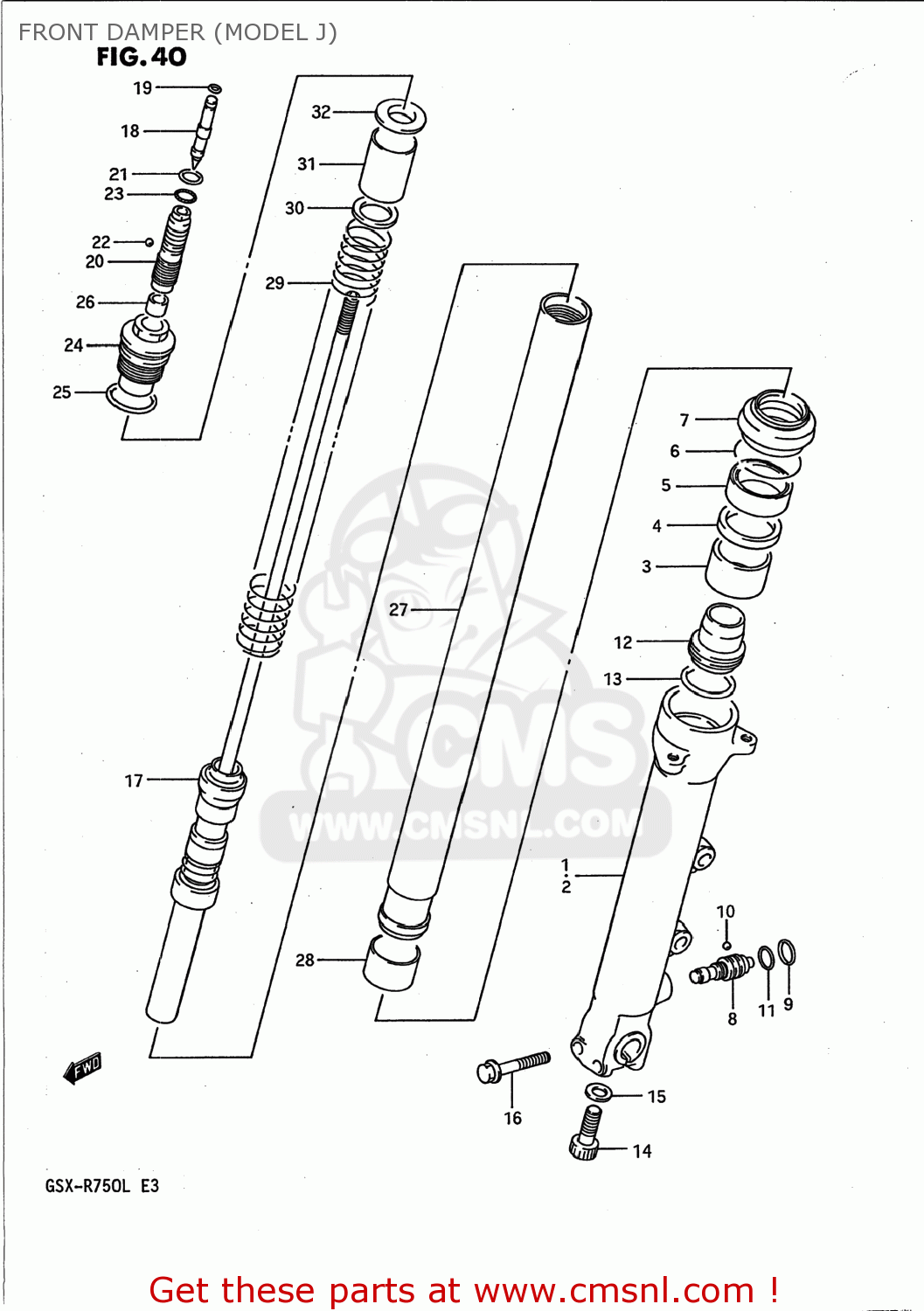 FRONT DAMPER (MODEL J) GSXR750 1990 (L) USA (E03)
