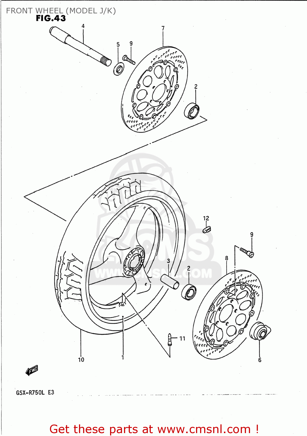 FRONT WHEEL (MODEL J/K) GSXR750 1990 (L) USA (E03)