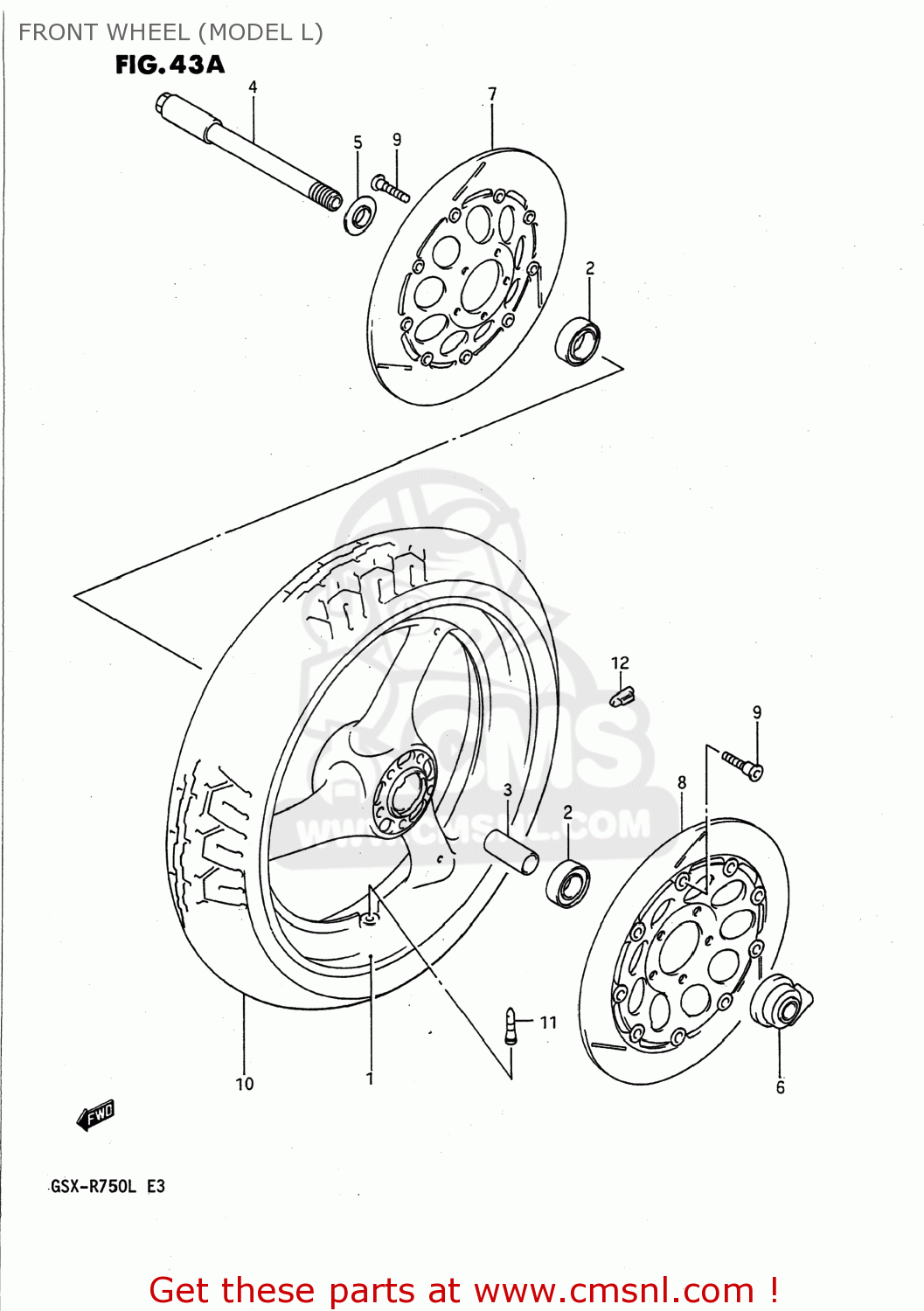 FRONT WHEEL (MODEL L) GSXR750 1990 (L) USA (E03)
