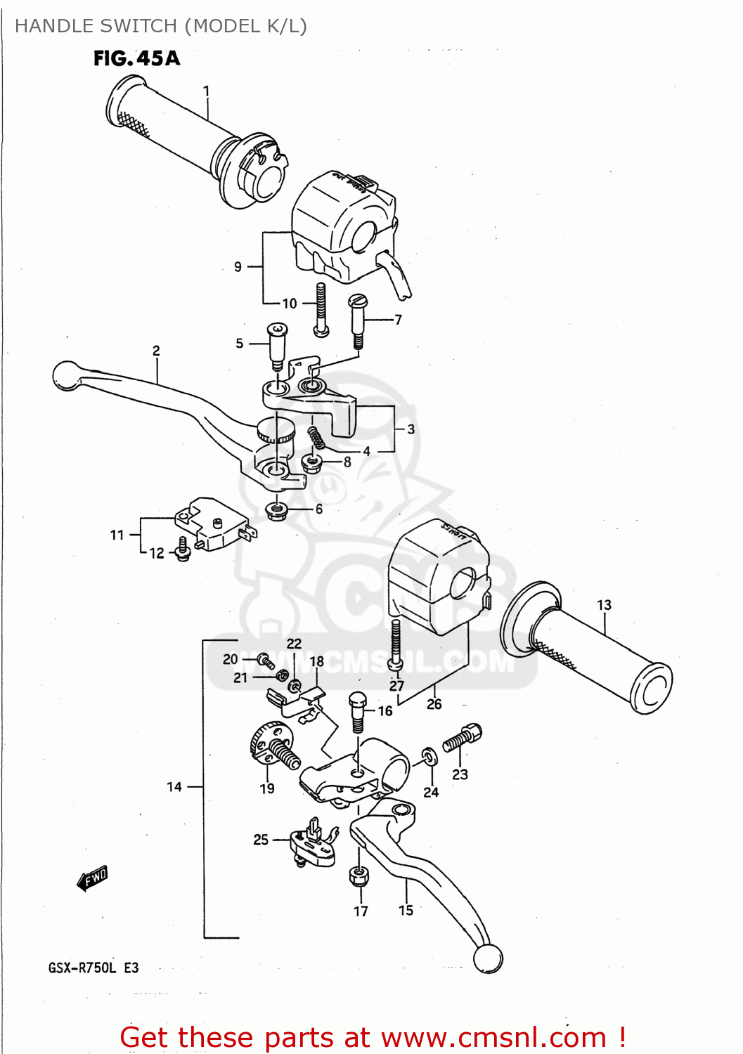 HANDLE SWITCH (MODEL K/L) GSXR750 1990 (L) USA (E03)