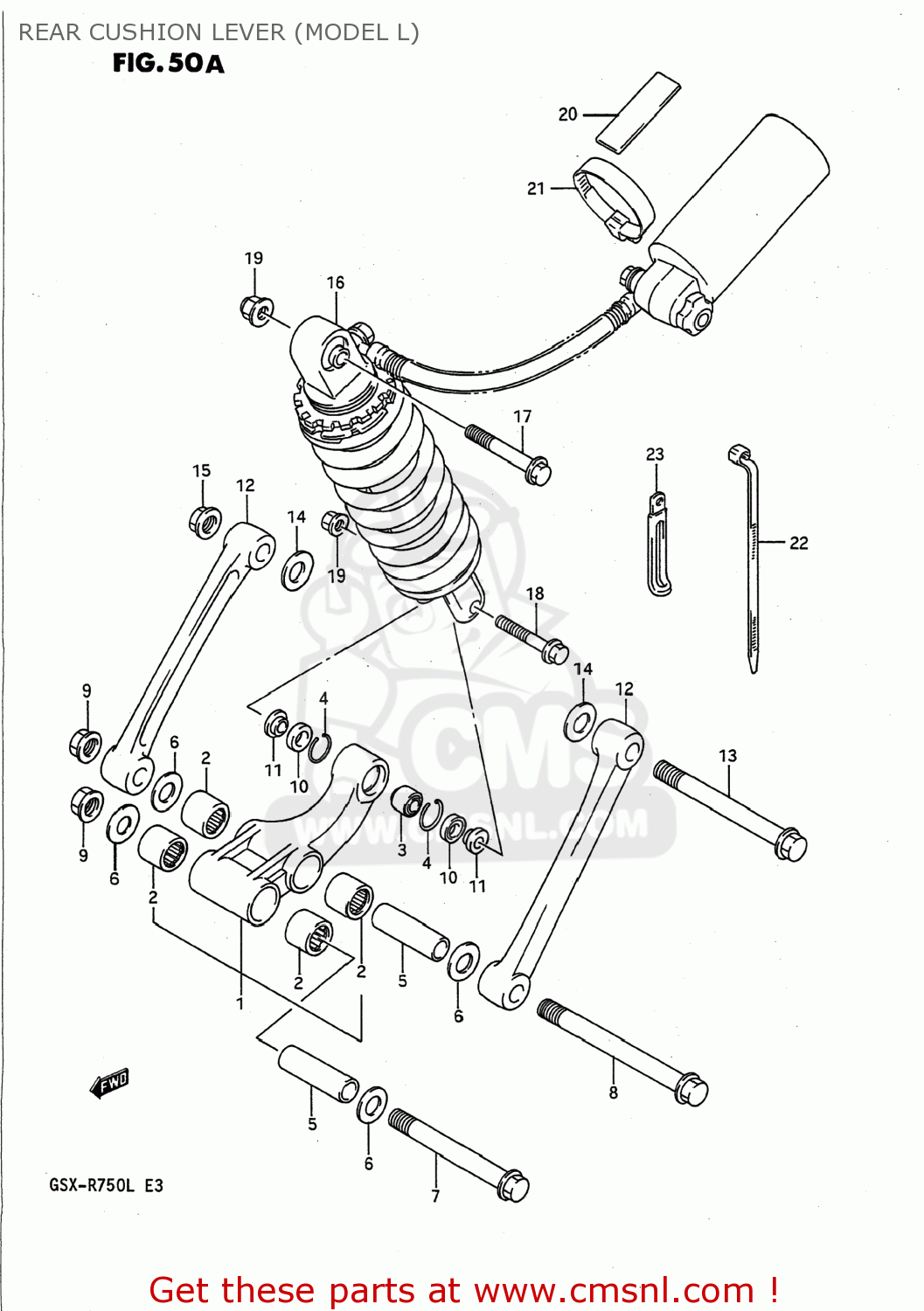 REAR CUSHION LEVER (MODEL L) GSXR750 1990 (L) USA (E03)