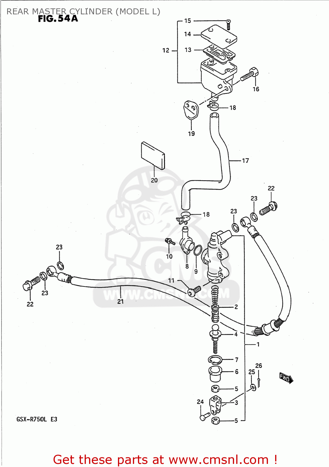 REAR MASTER CYLINDER (MODEL L) GSXR750 1990 (L) USA (E03)