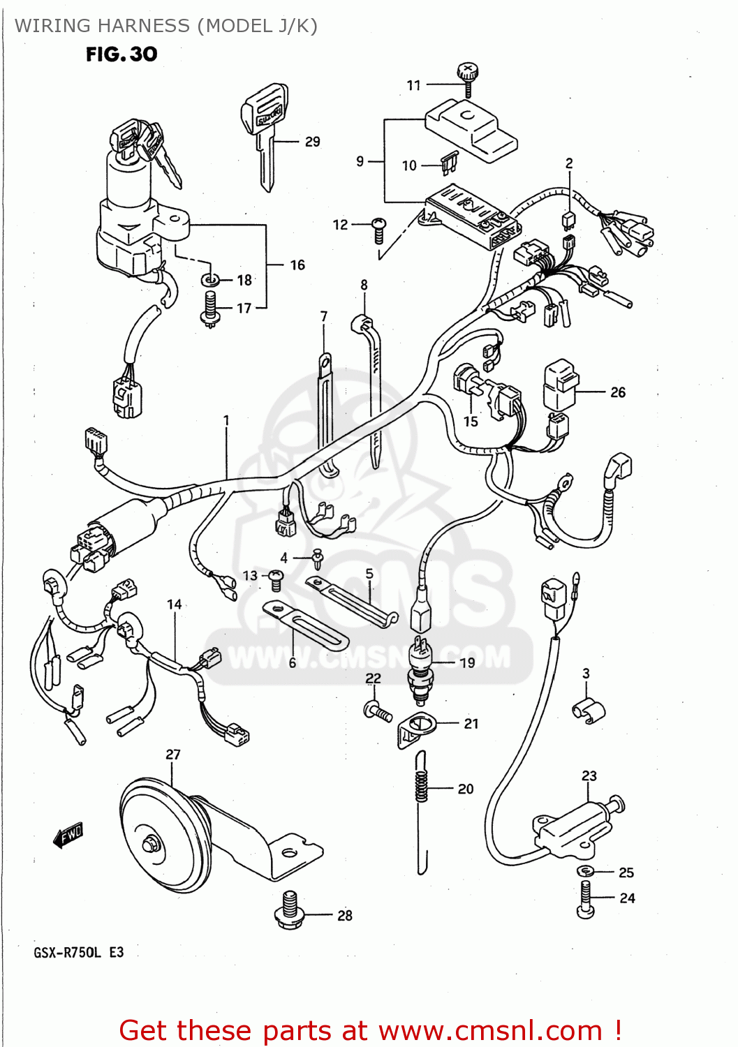 WIRING HARNESS (MODEL J/K) GSXR750 1990 (L) USA (E03)