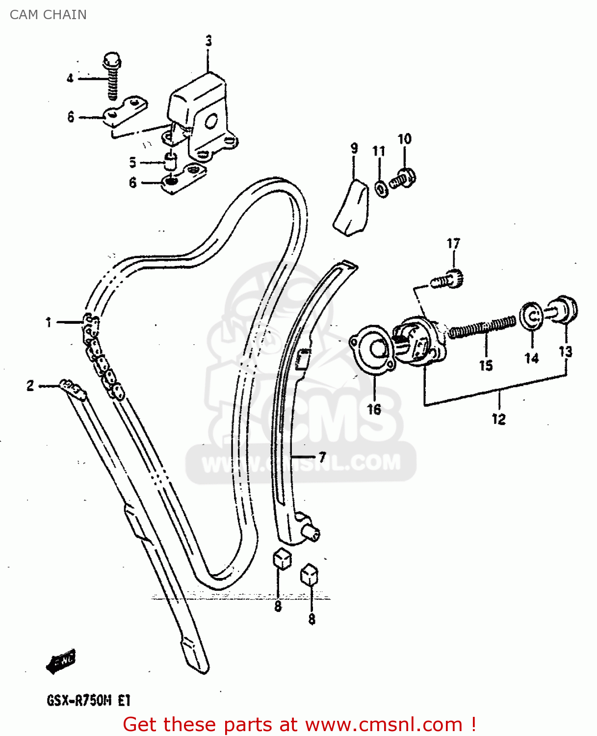 CAM CHAIN GSXR750 1991 (M) (E01 E02 E04 E15 16 17 18 21 22 24 25 34 39 53)