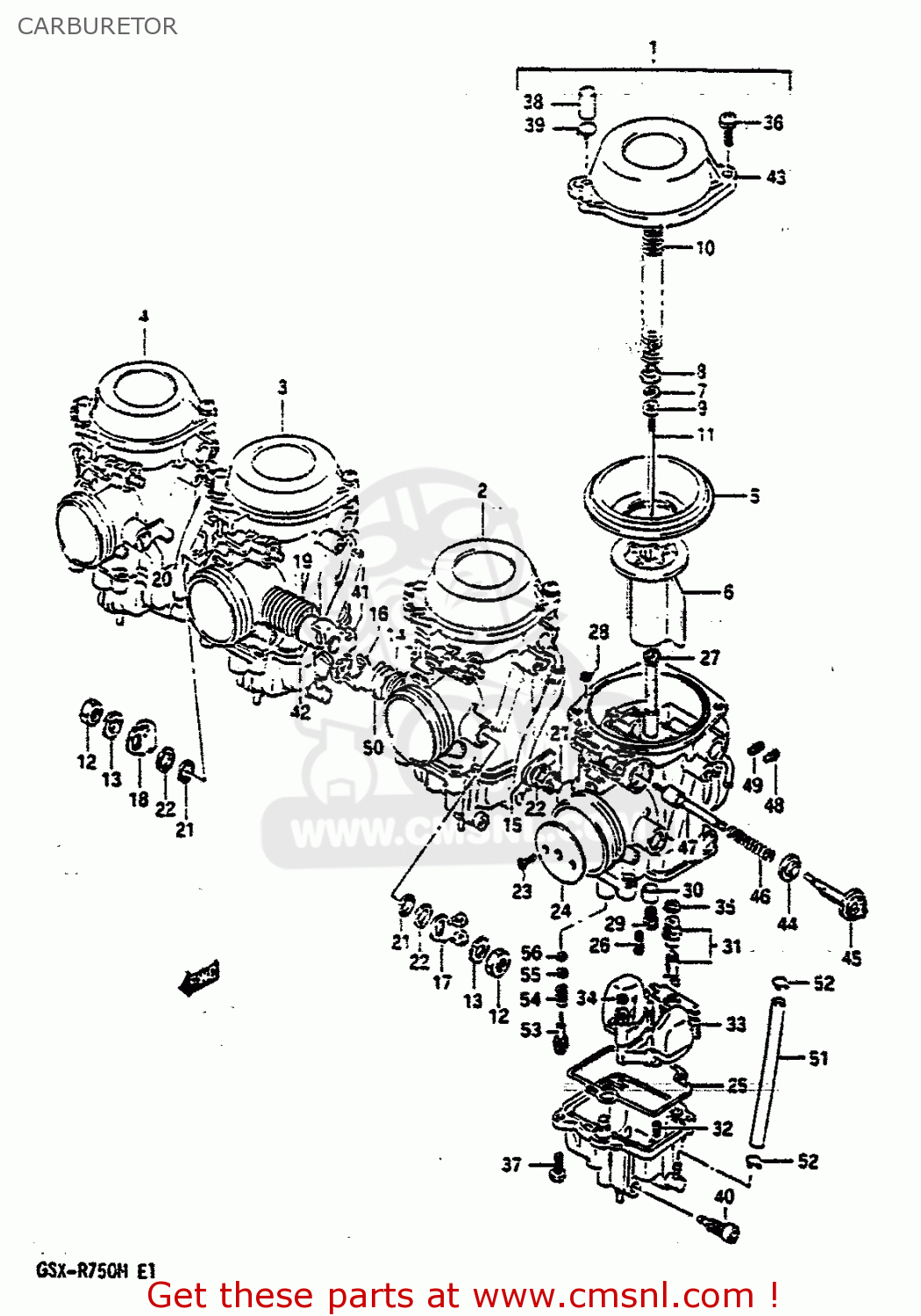 CARBURETOR GSXR750 1991 (M) (E01 E02 E04 E15 16 17 18 21 22 24 25 34 39 53)