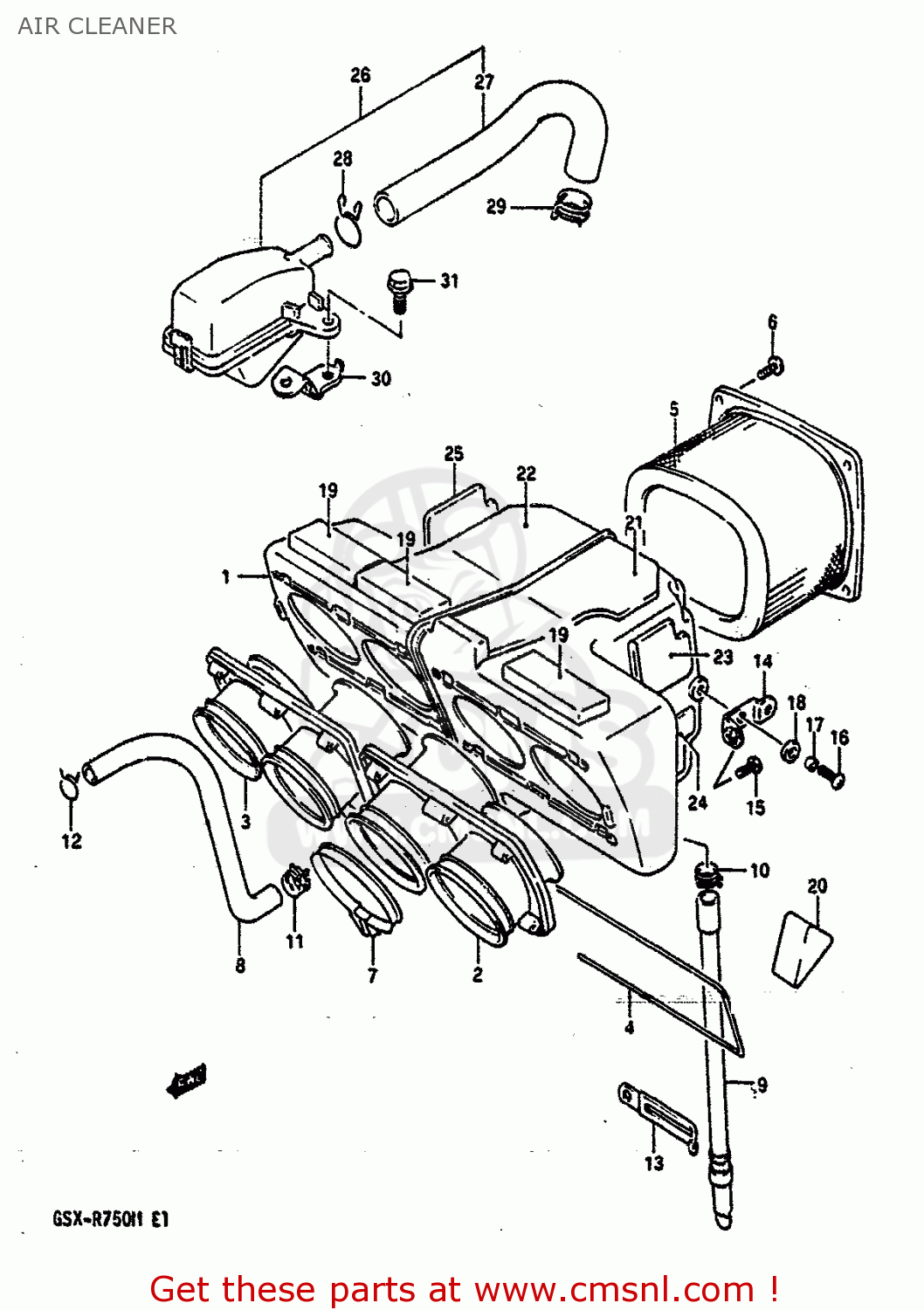 AIR CLEANER GSXR750 1991 (M) (E01 E02 E04 E15 16 17 18 21 22 24 25 34 39 53)