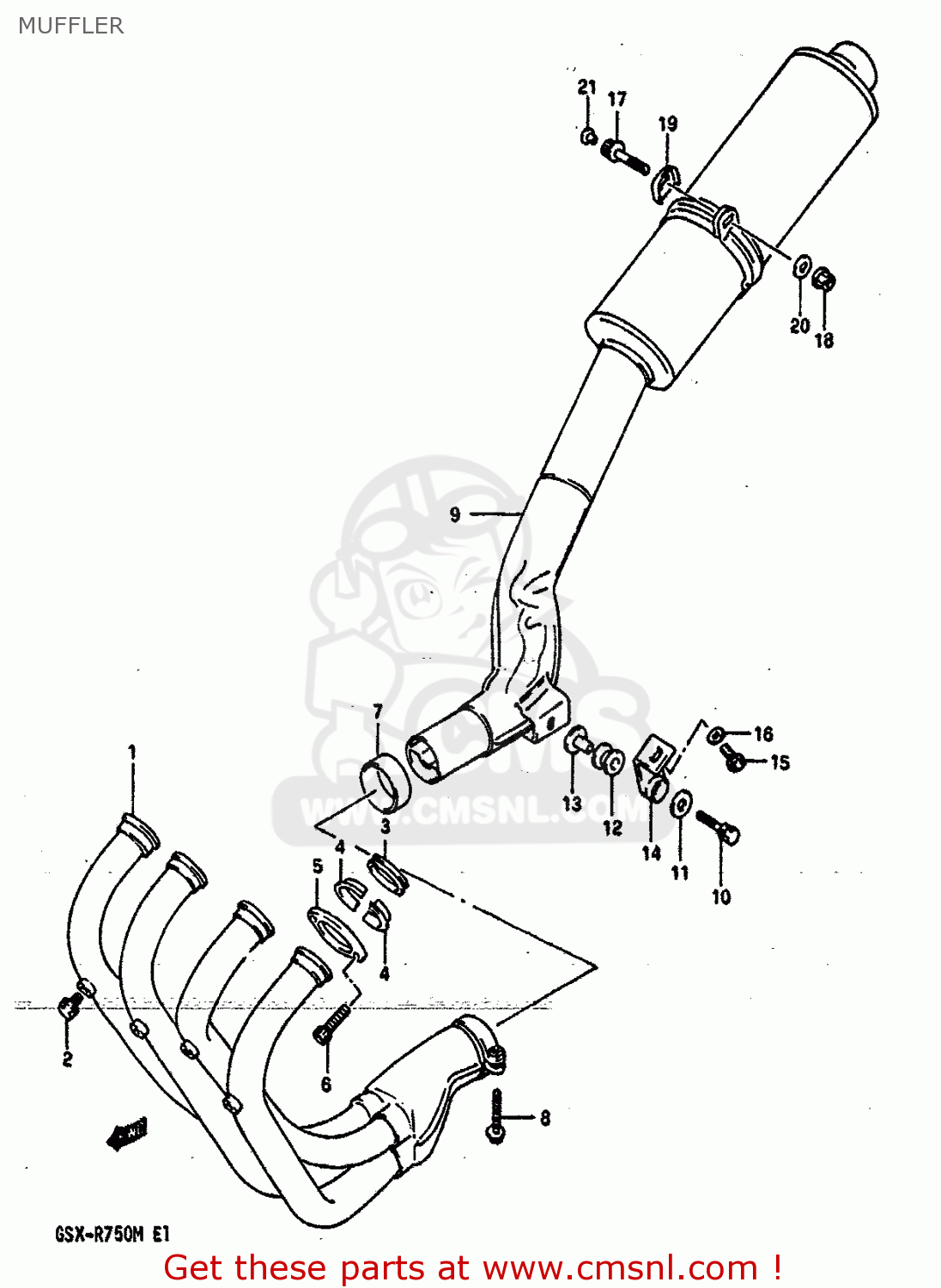 MUFFLER GSXR750 1991 (M) (E01 E02 E04 E15 16 17 18 21 22 24 25 34 39 53)