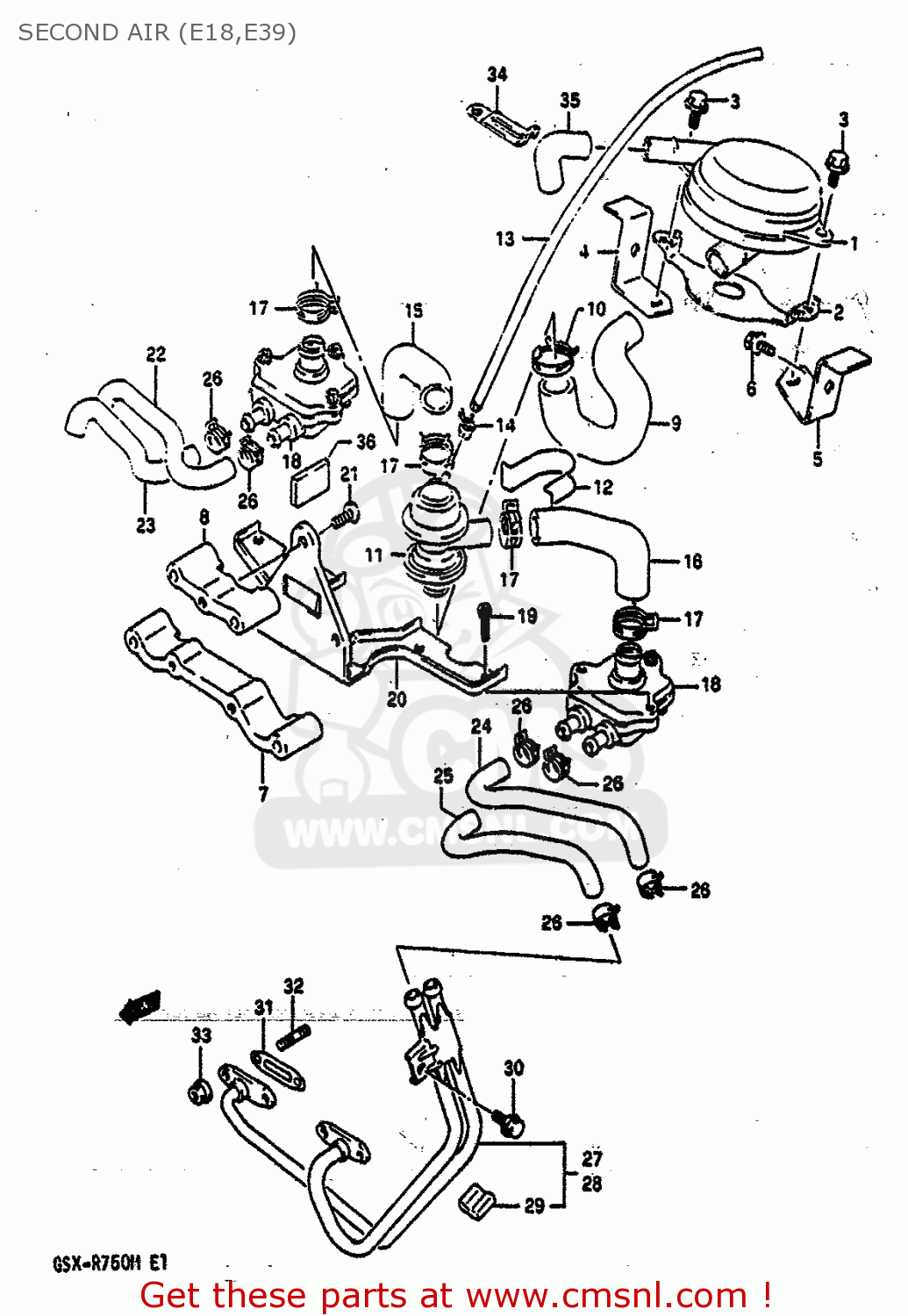 SECOND AIR (E18,E39) GSXR750 1991 (M) (E01 E02 E04 E15 16 17 18 21 22 24 25 34 39 53)