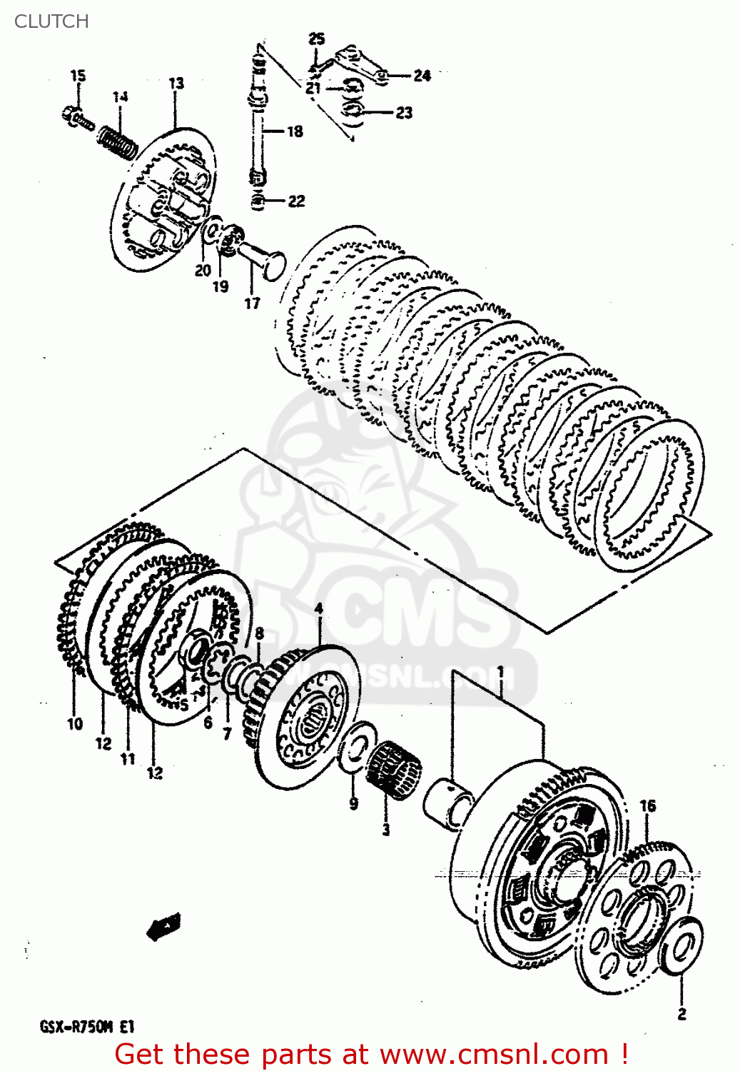 CLUTCH GSXR750 1991 (M) (E01 E02 E04 E15 16 17 18 21 22 24 25 34 39 53)